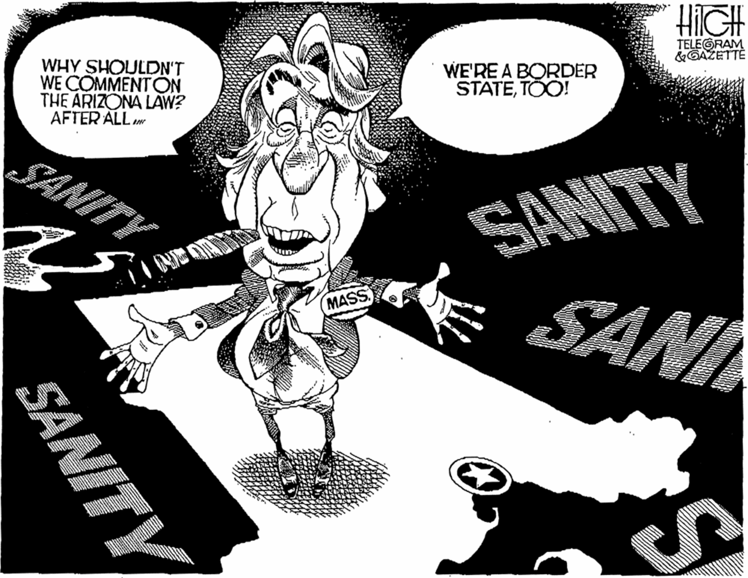 Fiction OCR: HIGH TELEGRAM &GAZETTE WE'RE A BORDER STATETÖO! WHY SHOULDN'T WE COMMENTON THE ARIZONA LAW? AFTER ALL SANITY SANI SANITY MASS SANITY HIGH TELEGRAM &GAZETTE WE'RE A BORDER STATETÖO! WHY SHOULDN'T WE COMMENTON THE ARIZONA LAW? AFTER ALL SANITY SANI SANITY MASS SANITY