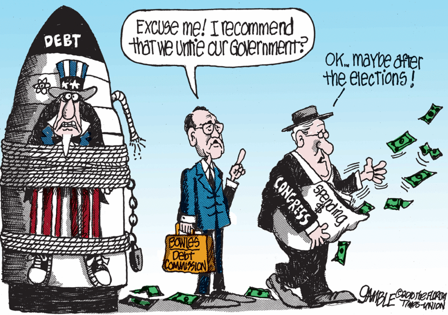 People OCR: EXCUSE me! Irecommend that we untie aur Golernment? DEBT OK.maybe after the elections! BONIES Debt COMNYSION TIMES UNION Spending CONGRESS EXCUSE me! Irecommend that we untie aur Golernment? DEBT OK.maybe after the elections! BONIES Debt COMNYSION TIMES UNION Spending CONGRESS