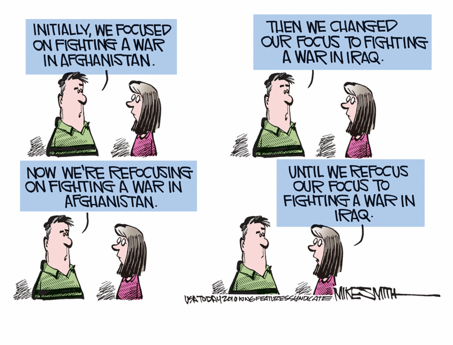 Interaction OCR: INITIALLYWE FOCUSED ON FIGHTING A WAR IN AFGHANISTAN. THEN WE CHANGED OUR FOCUS TO FIGHTING A WAR IN IRAQ. NOW WE'RE REFOCUSING ON FIGHTINGA WAR IN AFGHANISTAN. UNTIL WE REFOCUS OUR FOCUS TO FIGHTINGA WAR IN IRAQ. VITTH VATODAYZA0KNGFEATUZESSÝNDCATENIN INITIALLYWE FOCUSED ON FIGHTING A WAR IN AFGHANISTAN. THEN WE CHANGED OUR FOCUS TO FIGHTING A WAR IN IRAQ. NOW WE'RE REFOCUSING ON FIGHTINGA WAR IN AFGHANISTAN. UNTIL WE REFOCUS OUR FOCUS TO FIGHTINGA WAR IN IRAQ. VITTH VATODAYZA0KNGFEATUZESSÝNDCATENIN