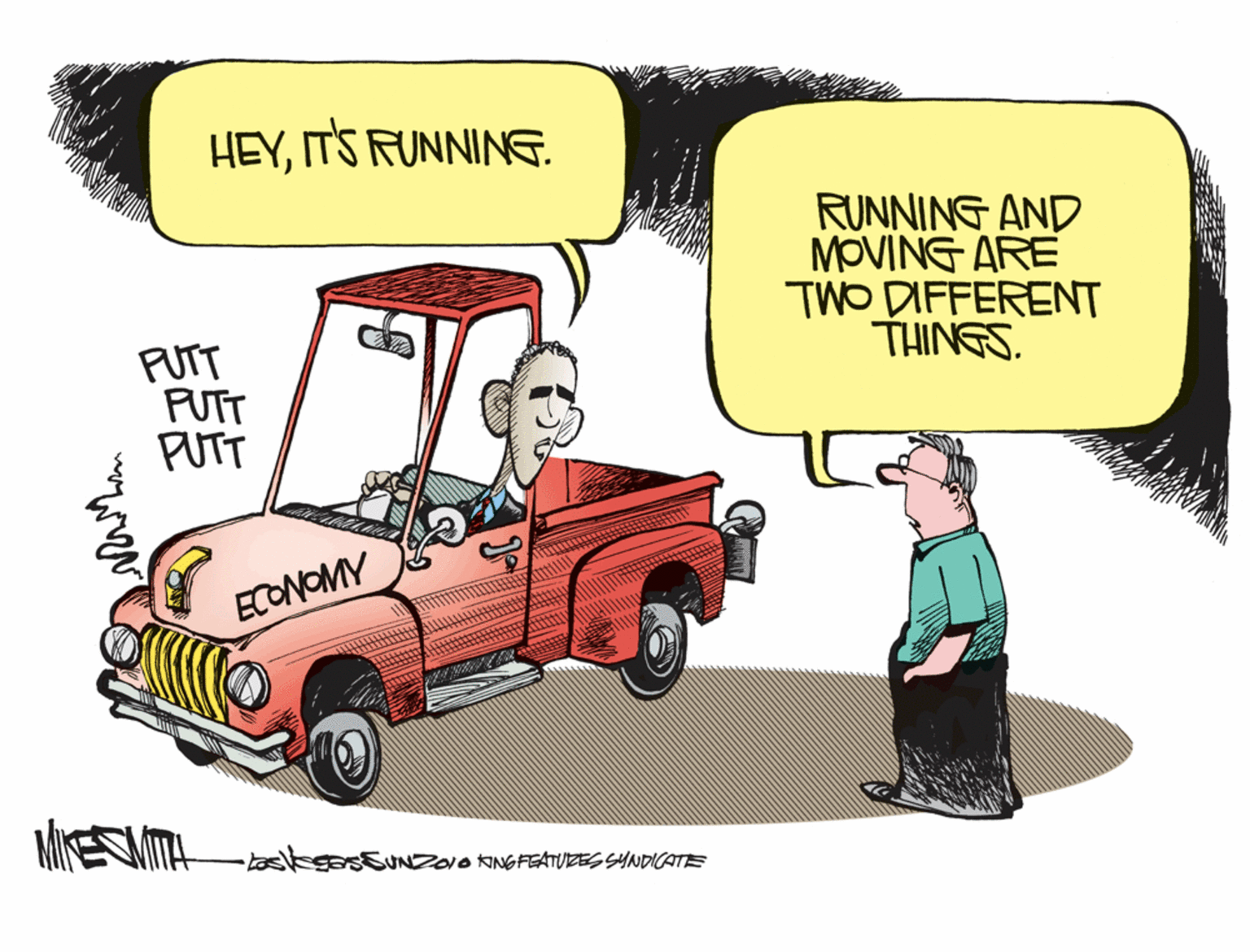 Automotive mirror OCR: HEYIT'S RUNNING. RUNNING AND MOVING ARE TWO DIFFERENT THINGS. PUTT PUTT PUTT ECONOMY MIESITH asess ZIO ANGFEATUZESSYNDICATE HEYIT'S RUNNING. RUNNING AND MOVING ARE TWO DIFFERENT THINGS. PUTT PUTT PUTT ECONOMY MIESITH asess ZIO ANGFEATUZESSYNDICATE
