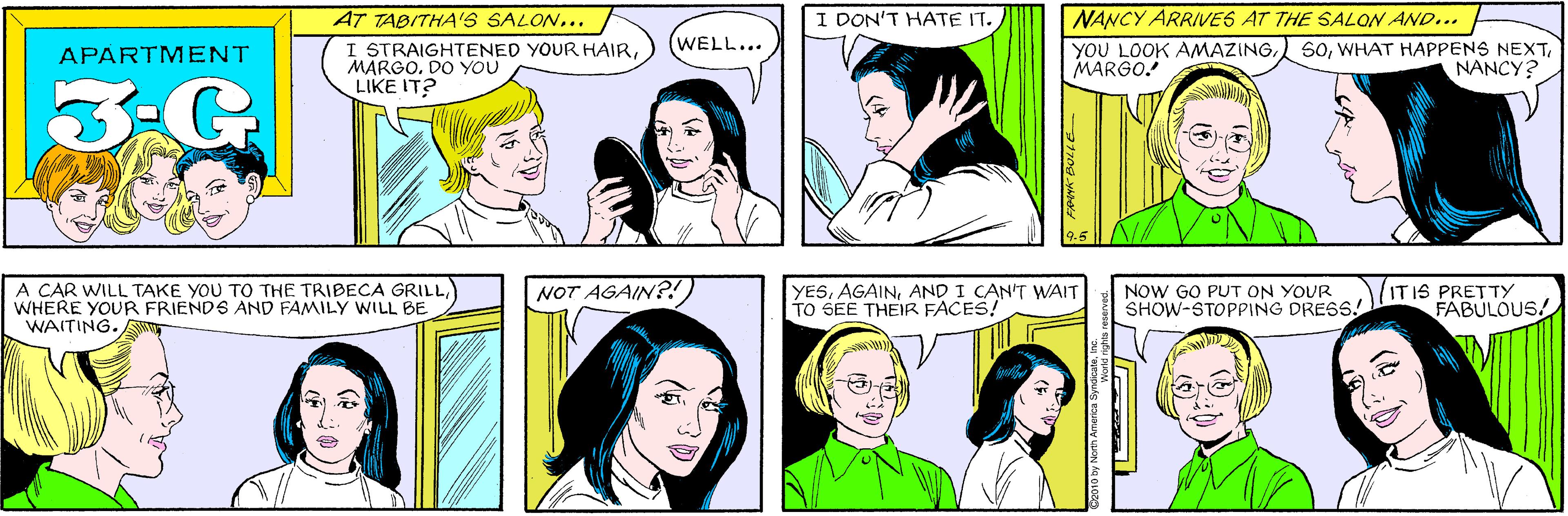 Human OCR: AT TABITHA'S SALON... I DON'T HATE IT. WELL... I STRAIGHTENED YOUR HAIRMARGO. DO YOU LIKE IT? APARTMENT NANCY ARRIVES AT THE SALON AND... A CAR WILL TAKE YOU TO THE TRIBECA GRILLWHERE YOUR FRIENDS AND FAMILY WILL BE WAITING. YOU LOOK AMAZINGMARGO.! SONANCY? 9.5 NOT AGAIN? YESAND I CAN'T WAIT TO SEE THEIR FACES! NOW GO PUT ON YOUR SHOW-STOPPING DRESS.! IT IS PRETTY FABULOUS/ FAANK BULLE AT TABITHA'S SALON... I DON'T HATE IT. WELL... I STRAIGHTENED YOUR HAIRMARGO. DO YOU LIKE IT? APARTMENT NANCY ARRIVES AT THE SALON AND... A CAR WILL TAKE YOU TO THE TRIBECA GRILLWHERE YOUR FRIENDS AND FAMILY WILL BE WAITING. YOU LOOK AMAZINGMARGO.! SOWHAT HAPPENS NEXTNANCY? 9.5 NOT AGAIN? YESAND I CAN'T WAIT TO SEE THEIR FACES! NOW GO PUT ON YOUR SHOW-STOPPING DRESS.! IT IS PRETTY FABULOUS/ FAANK BULLE