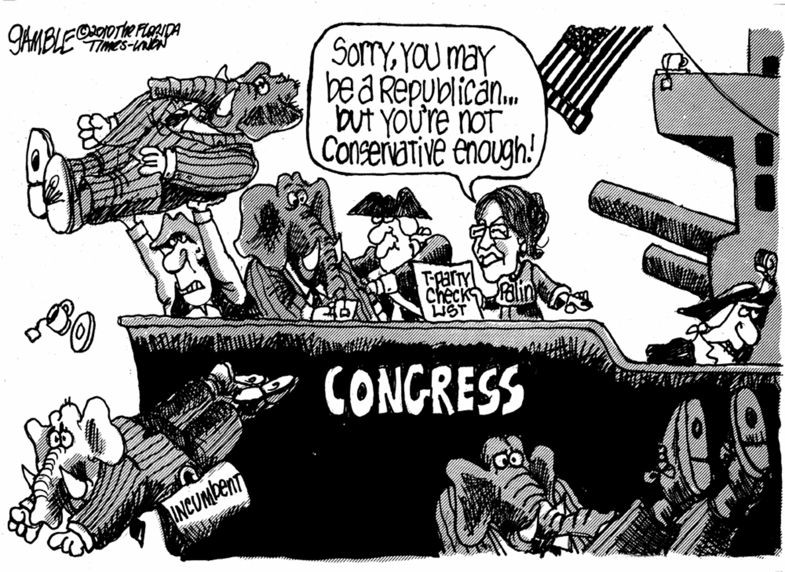 Drawing OCR: AMBLE p :0OThe FLARIDA TIMES-UneN SoTyYOU may bea Republican. but YOu're not Conservative enough! T-rary Check alin UST CONGRESS INCUMBENT AMBLE p :0OThe FLARIDA TIMES-UneN SoTyYOU may bea Republican. but YOu're not Conservative enough! T-rary Check alin UST CONGRESS INCUMBENT