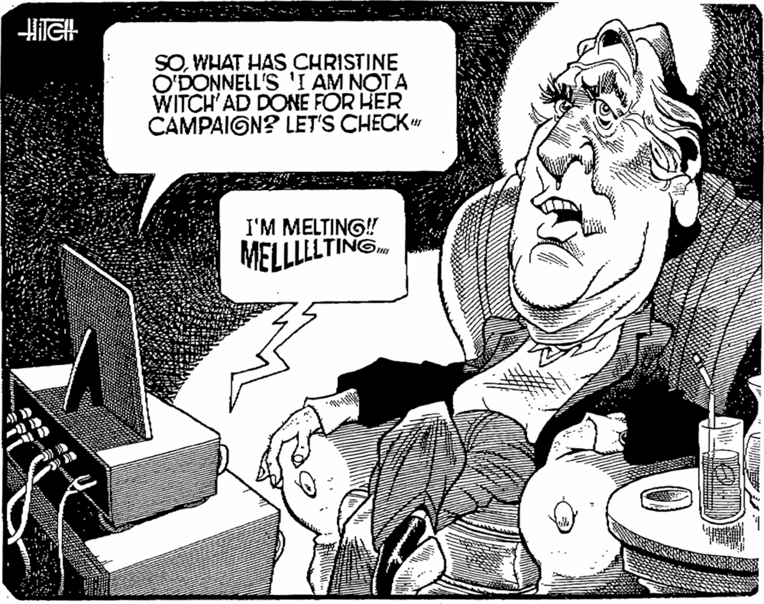 Monochrome OCR: SOWHAT HAS CHRISTINE O'DONNELL'S 'I AM NOTA WITCH' AD DONE FOR HER CAMPAIGN? LET'S CHECK" I'M MELTING! MELLLELTING SOWHAT HAS CHRISTINE O'DONNELL'S 'I AM NOTA WITCH' AD DONE FOR HER CAMPAIGN? LET'S CHECK" I'M MELTING! MELLLELTING