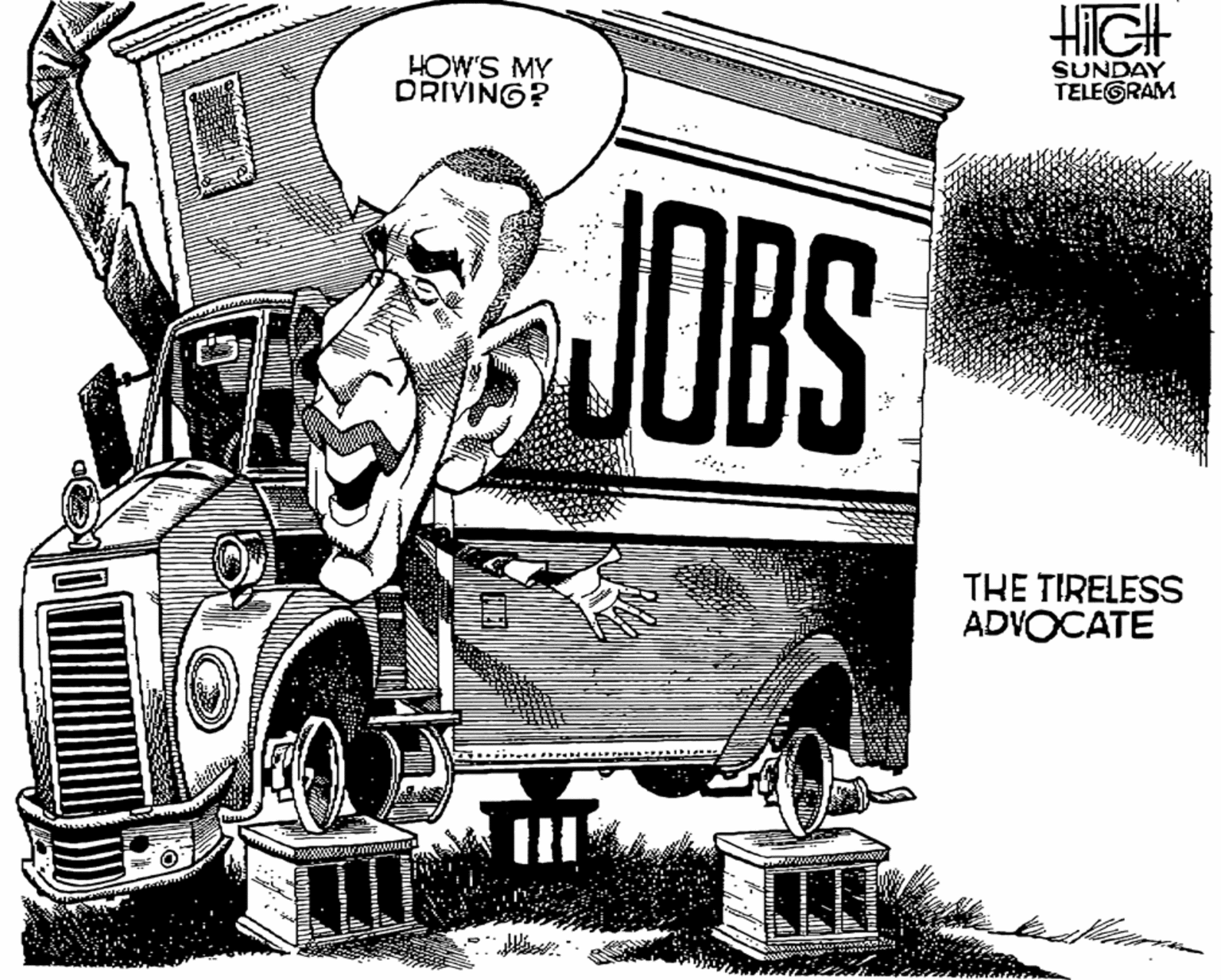 Drawing OCR: HOW'S MY DRIVING? SUNDAY TELEGRAM OBS THE TIRELESS ADVOCATE HOW'S MY DRIVING? SUNDAY TELEGRAM OBS THE TIRELESS ADVOCATE