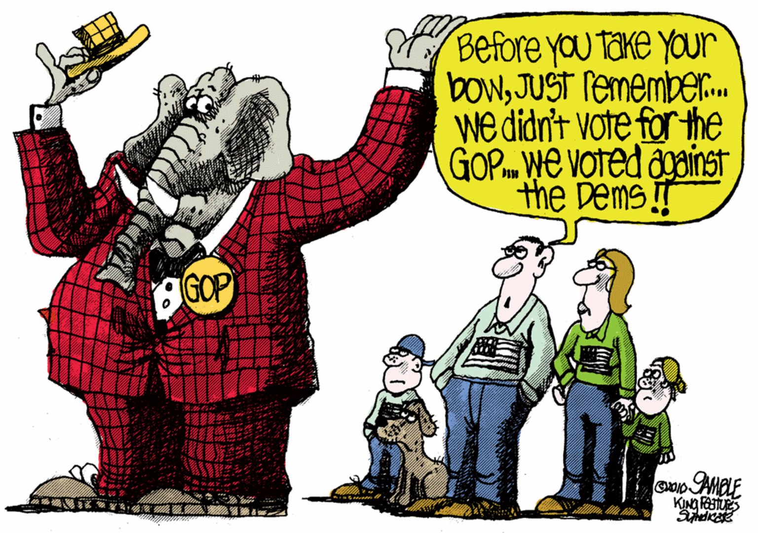 Social group OCR: Before you take Your bowJUST remember. we didr't Vote for the GOP We vOted against the Dems!! GOP Before you take Your bowJUST remember. we didr't Vote for the GOP We vOted against the Dems!! GOP