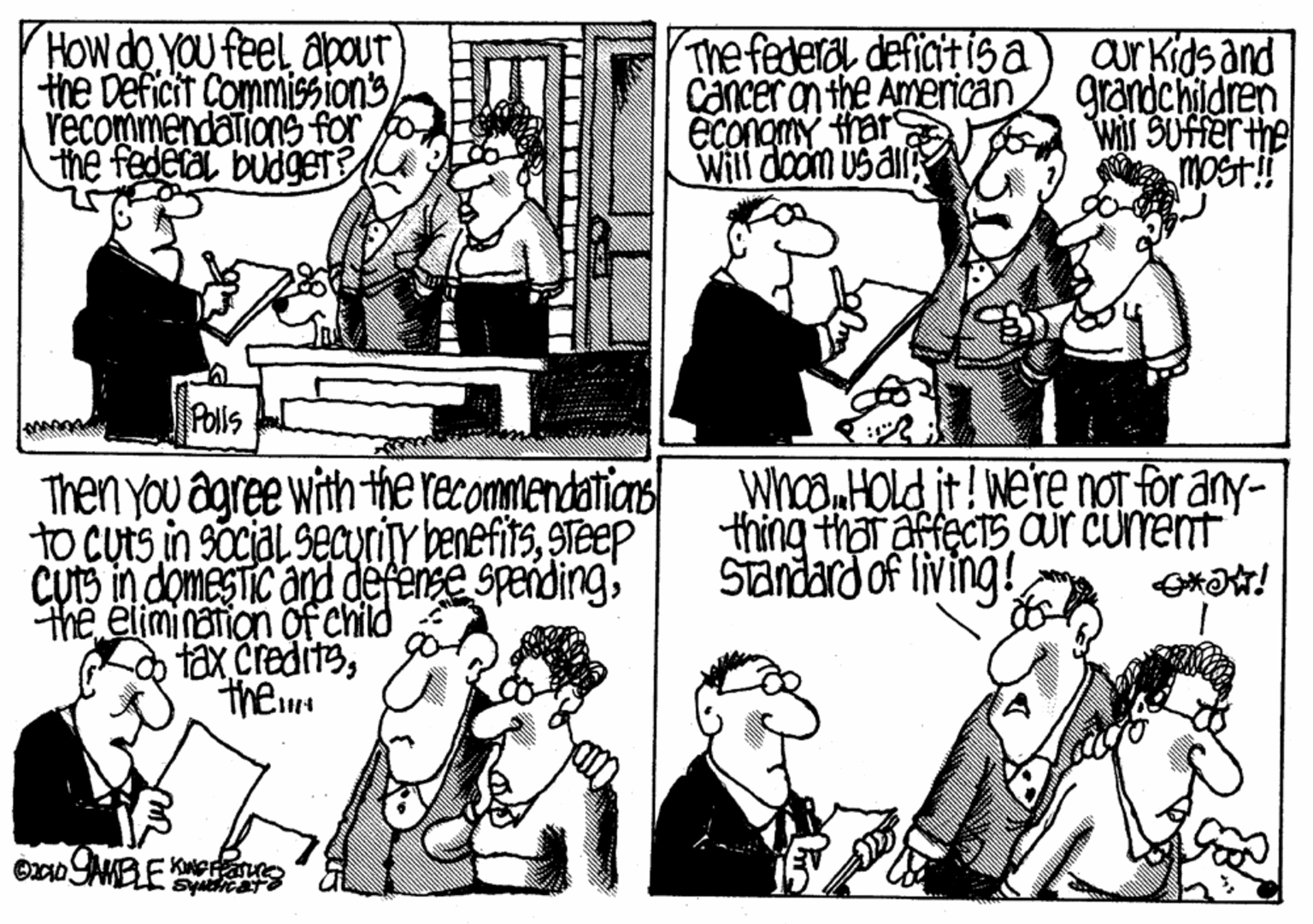 Line OCR: How do You feel apoUT the Deficit Commissions recommendations for the fedetal budger? ) The federal defiait isa Canceran the American economy that Will doom usal aurKids and grandc hidren Wir SUffer the most!! POlls Then you agree with the recommendations to Cuts in sacial seayiY benefitssreep CUTS in domesTic ad defense spendingth? elimination of child tax Creditsthe Whoo.Hold it! were nor for any- thing that aftecis air current siardard of living! How do You feel apoUT the Deficit Commissions recommendations for the fedetal budger? ) The federal defiait isa Canceran the American economy that Will doom usal aurKids and grandc hidren Wir SUffer the most!! POlls Then you agree with the recommendations to Cuts in sacial seayiY benefitssreep CUTS in domesTic ad defense spendingth? elimination of child tax Creditsthe Whoo.Hold it! were nor for any- thing that aftecis air current siardard of living!