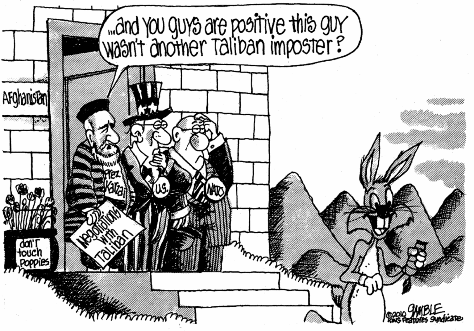 Fictional character OCR: mônd You guys are positive this guy waan't another Taliban imposter? NATO NegolioTions TOLiban touch Poppies WMIBLE mônd You guys are positive this guy waan't another Taliban imposter? NATO NegolioTions TOLiban touch Poppies WMIBLE
