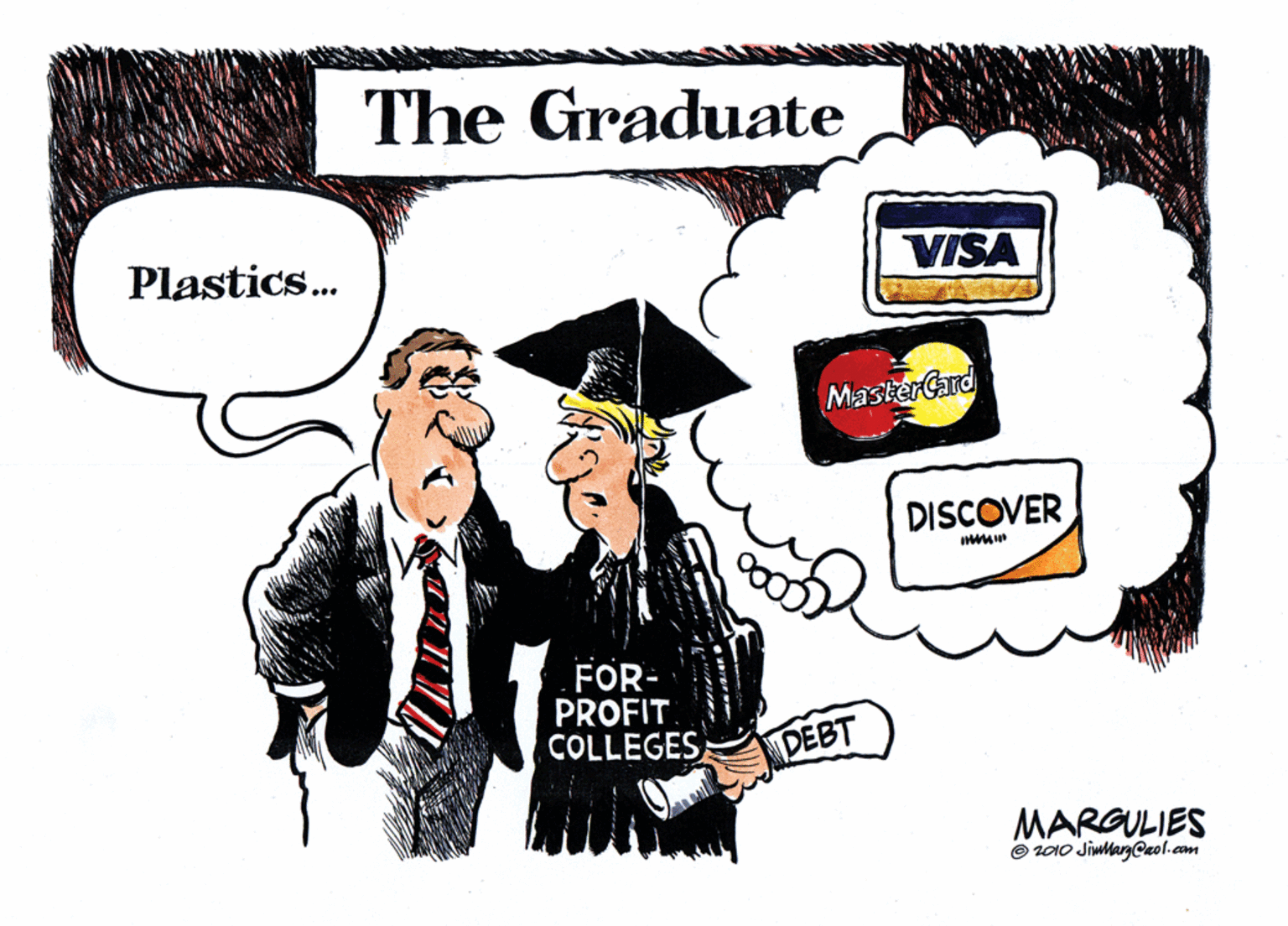 Rectangle OCR: The Graduate Plastics. VISA MasterCard DISCOVER FOR- PROFIT. COLLEGES DEBT MARGULIES © 2010 JiwhargCaol.com The Graduate Plastics. VISA MasterCard DISCOVER FOR- PROFIT. COLLEGES DEBT MARGULIES © 2010 JiwhargCaol.com