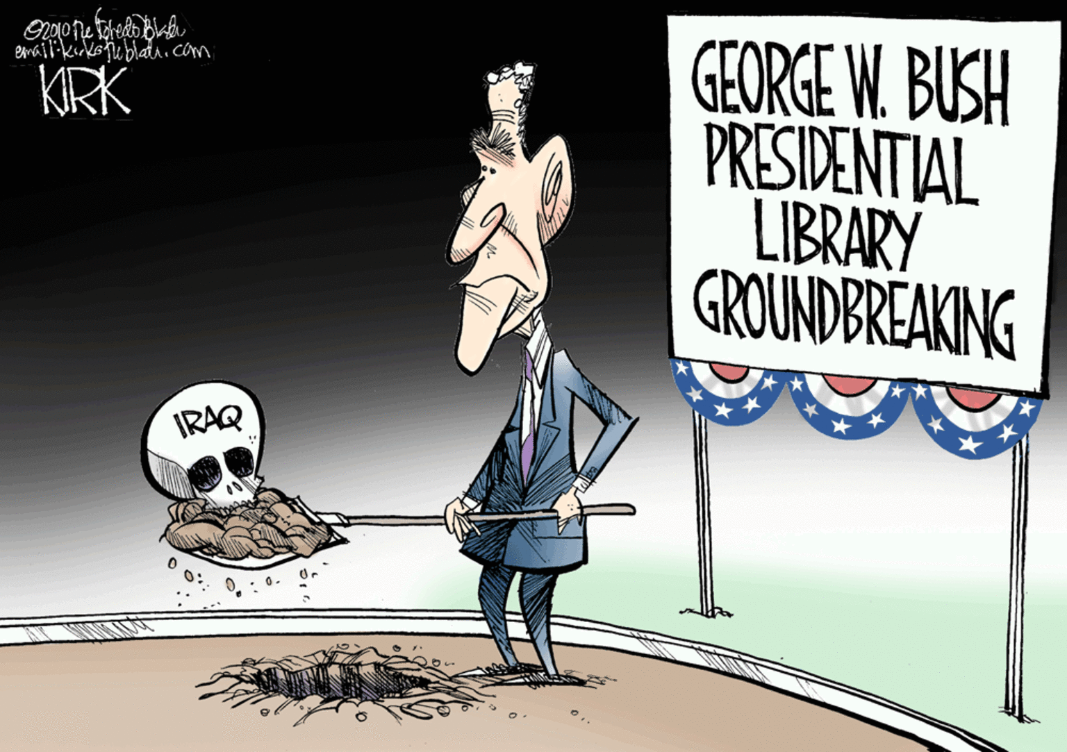 Graphics OCR: GEORGE W. BUSH PRESIDENTIAL LIBRARY GROUNDBREAKING emailikirkstublada. com KIRK IRAQ GEORGE W. BUSH PRESIDENTIAL LIBRARY GROUNDBREAKING emailikirkstublada. com KIRK IRAQ