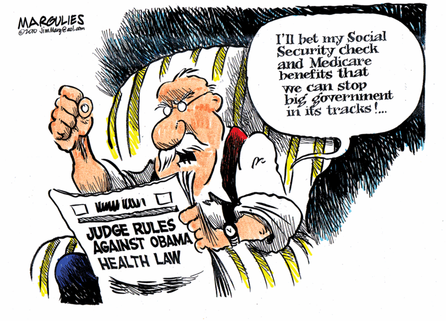 Graphics OCR: MARGULIES Oiao JimMarge aol.com I'Il bet my Social Security check and Medicare benefits that we can stop big governiment in its tracks !.. JUDGE RULES AGAINST OBAMA HEALTH LAW MARGULIES Oiao JimMarge aol.com I'Il bet my Social Security check and Medicare benefits that we can stop big governiment in its tracks !.. JUDGE RULES AGAINST OBAMA HEALTH LAW