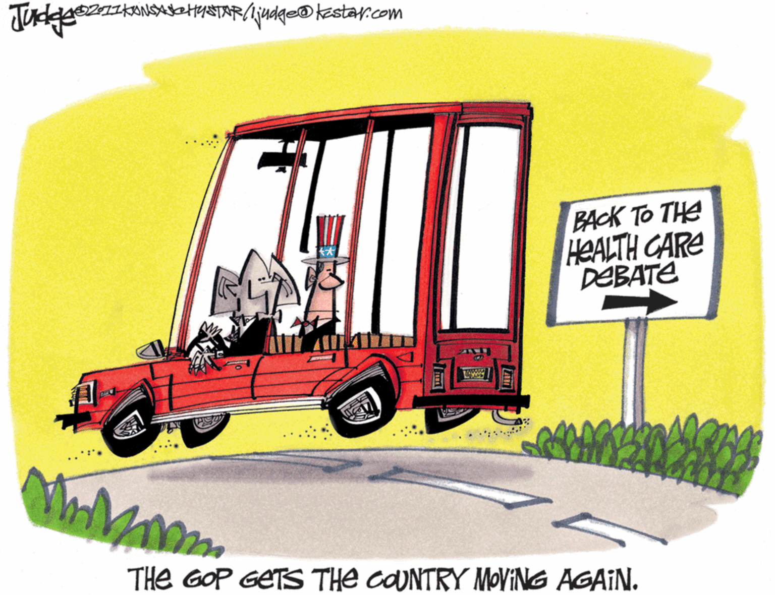 Rectangle OCR: BACK TO THE HEALTH CARE DEBATE THe GOP GETS THE COUNTRY MOVING AGAIN. BACK TO THE HEALTH CARE DEBATE THe GOP GETS THE COUNTRY MOVING AGAIN.
