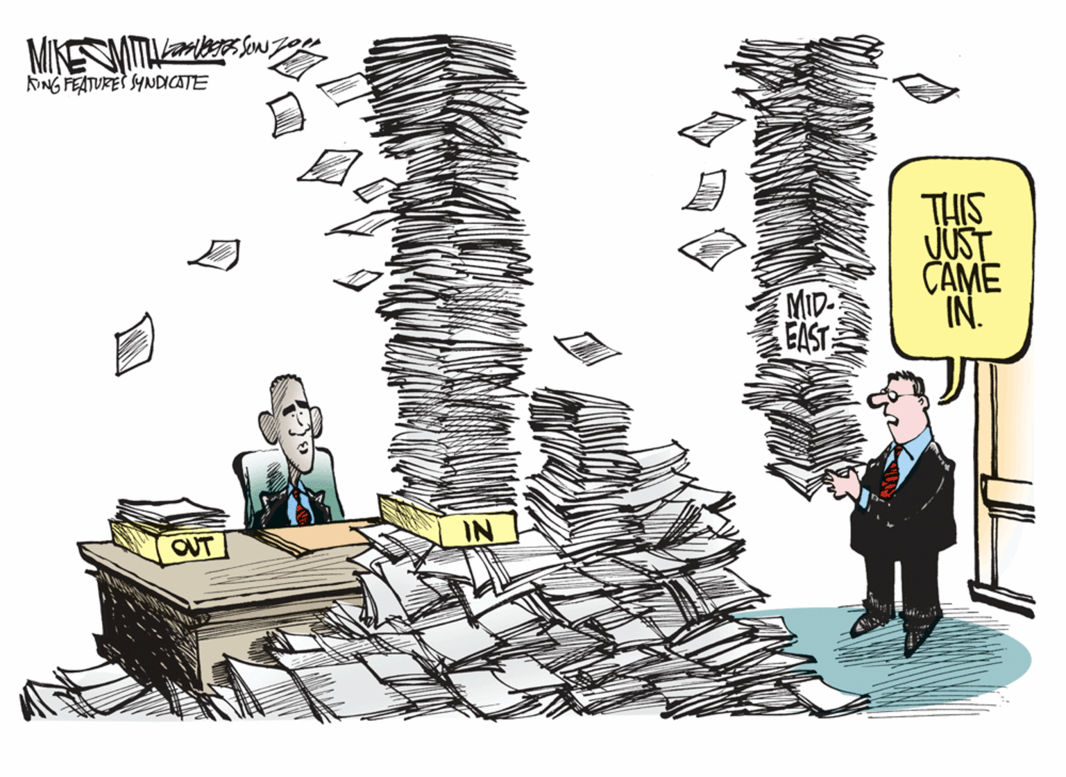 Illustration OCR: KNG FEATURES SYNDICATE THIS JUST CAME IN. MID- EAST OUT KNG FEATURES SYNDICATE THIS JUST CAME IN. MID- EAST OUT