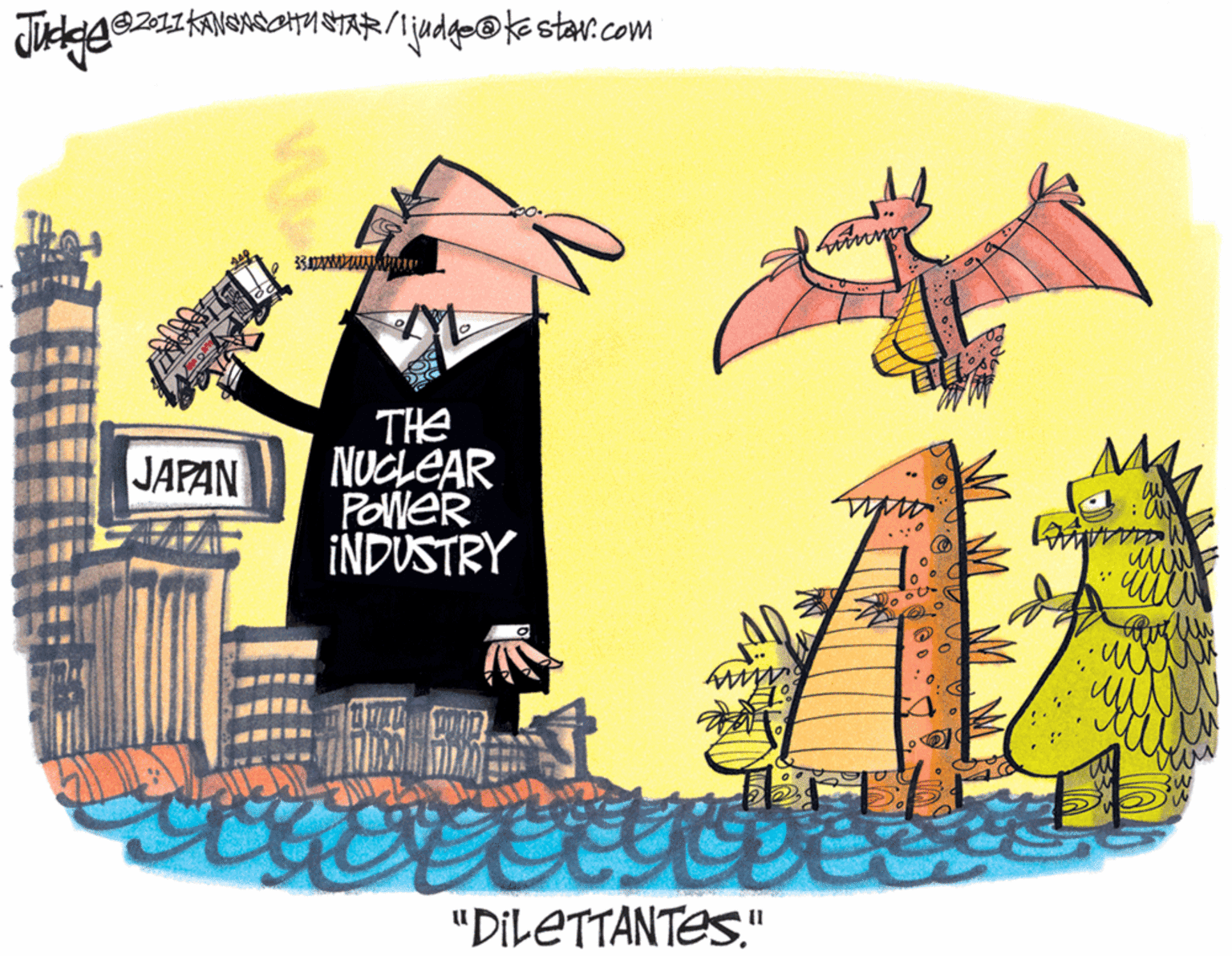 Graphic design OCR: e211KANGHTM STAR/Ijadge@kestar.com ? THE NUCLEAR POWER INDÜSTRY JAPAN "DILETTANTES." e211KANGHTM STAR/Ijadge@kestar.com ? THE NUCLEAR POWER INDÜSTRY JAPAN "DILETTANTES."
