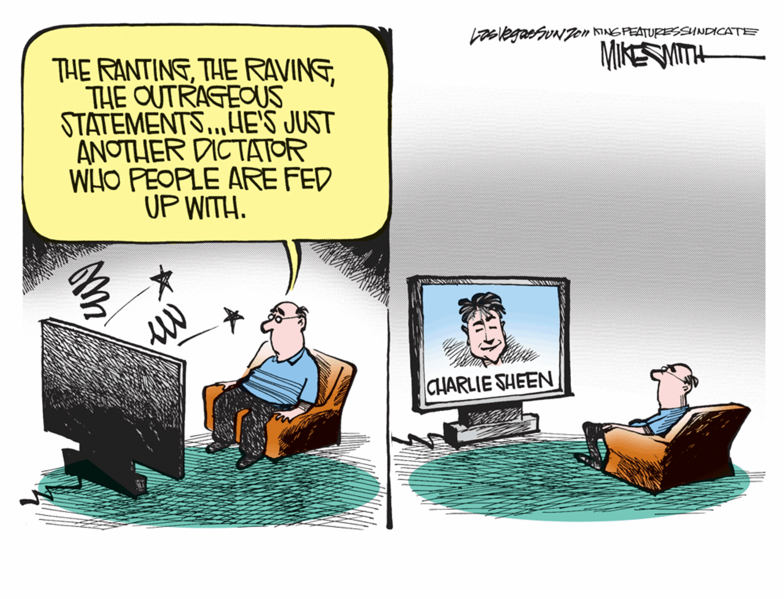 Laptop OCR: svegaeSUNJon INGPEATURESSUNDICATE MIKESMITH THE RANTINGTHE OUTRAGEOUS STATEMENTS..HE'S JUST ANOTHER DICTATOR WHO PEOPLE ARE FED UP WITH. CHARLIE SHEEN svegaeSUNJon INGPEATURESSUNDICATE MIKESMITH THE RANTINGTHE RAVINGTHE OUTRAGEOUS STATEMENTS..HE'S JUST ANOTHER DICTATOR WHO PEOPLE ARE FED UP WITH. CHARLIE SHEEN