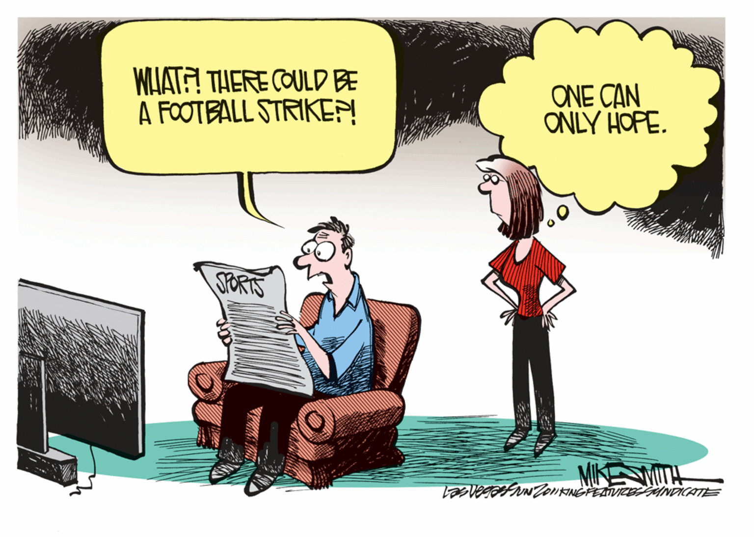 Comic book OCR: WIIAT? THERE COULD BE A FOOTBALL STRIKEP! ONE CAN ONLY HOPE. SORTS MIKE TH WIIAT? THERE COULD BE A FOOTBALL STRIKEP! ONE CAN ONLY HOPE. SORTS MIKE TH
