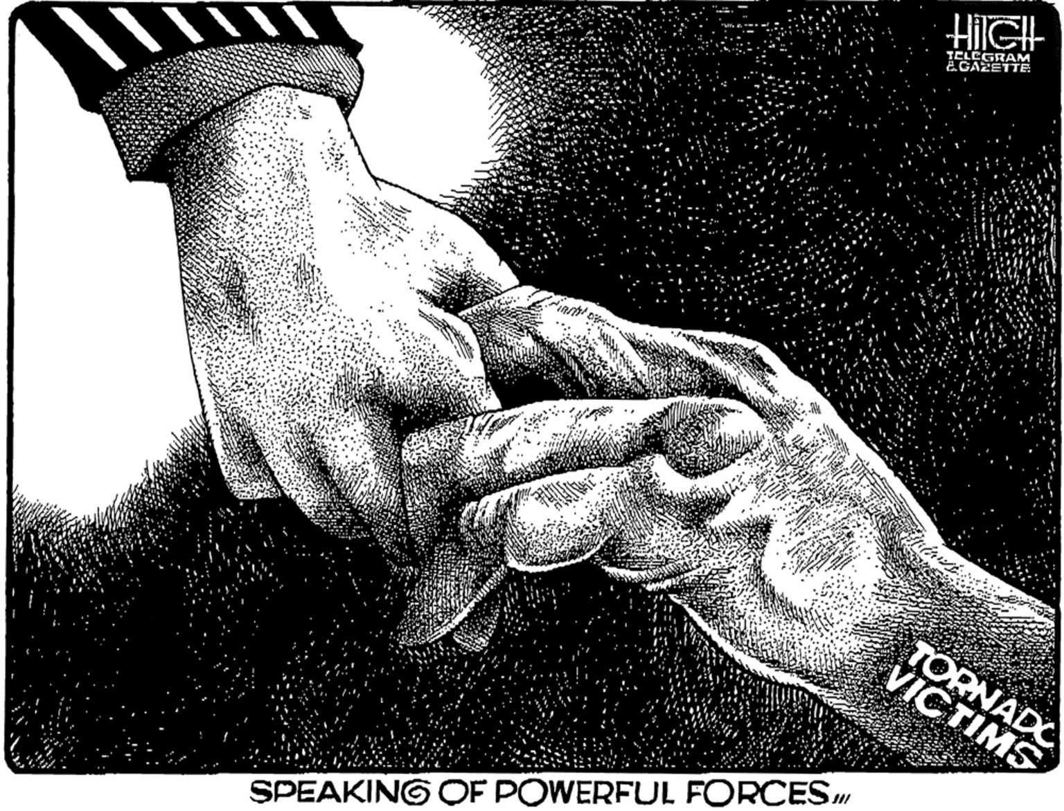 Stock photography OCR: TELEGRAM 2 GAZETTE TORNADO VICTIMS SPEAKING OF POWERFUL FORCES. TELEGRAM 2 GAZETTE TORNADO VICTIMS SPEAKING OF POWERFUL FORCES.