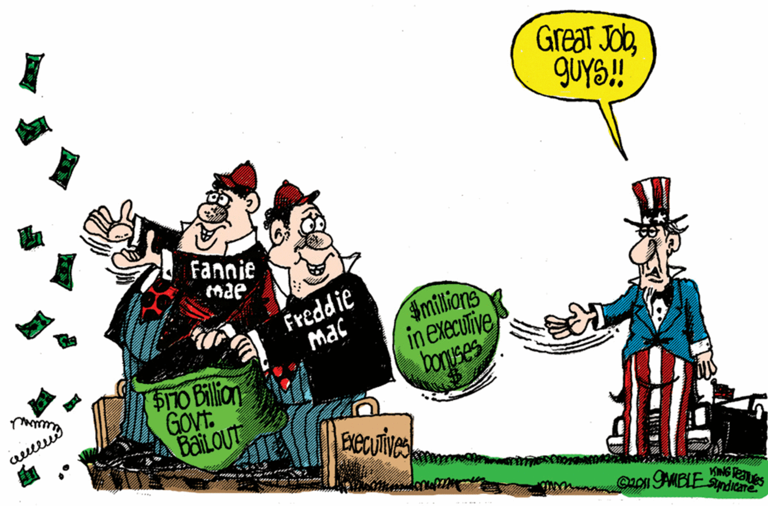 Art OCR: Great Job gUYS! fannie mae Freddie Mac Smillions in executive bonises STO Billion GÖVT: BaiLOUT oMBIEdicare Great Job gUYS! fannie mae Freddie Mac Smillions in executive bonises STO Billion GÖVT: BaiLOUT oMBIEdicare