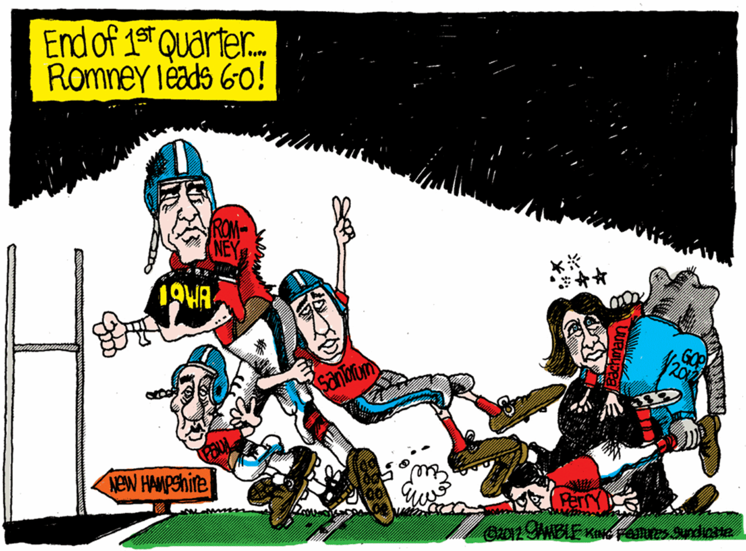 Graphics OCR: End of 1s Quarter. Romney leads 60! RON NEY sanbum NeW HAMPSHITE End of 1s Quarter. Romney leads 60! RON NEY sanbum NeW HAMPSHITE