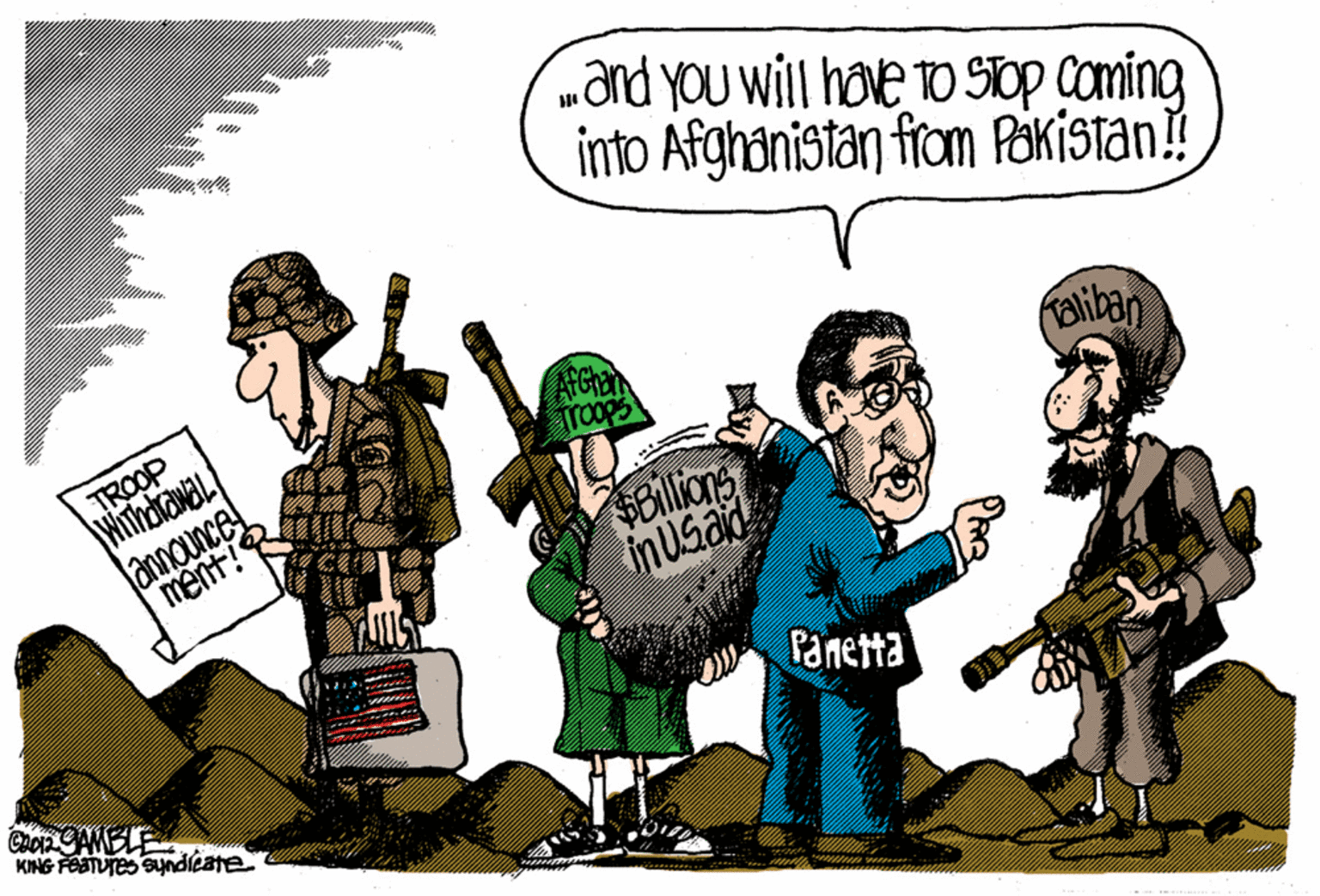 People OCR: and you will hove tTO STOP coming into Afghanistan from Pokistan! TROOP WithdiawaL anmounce! roops aliban ment! Ollions inUsad Panetta KING FESTUTES Syndleate and you will hove tTO STOP coming into Afghanistan from Pokistan! TROOP WithdiawaL anmounce! roops aliban ment! Ollions inUsad Panetta KING FESTUTES Syndleate