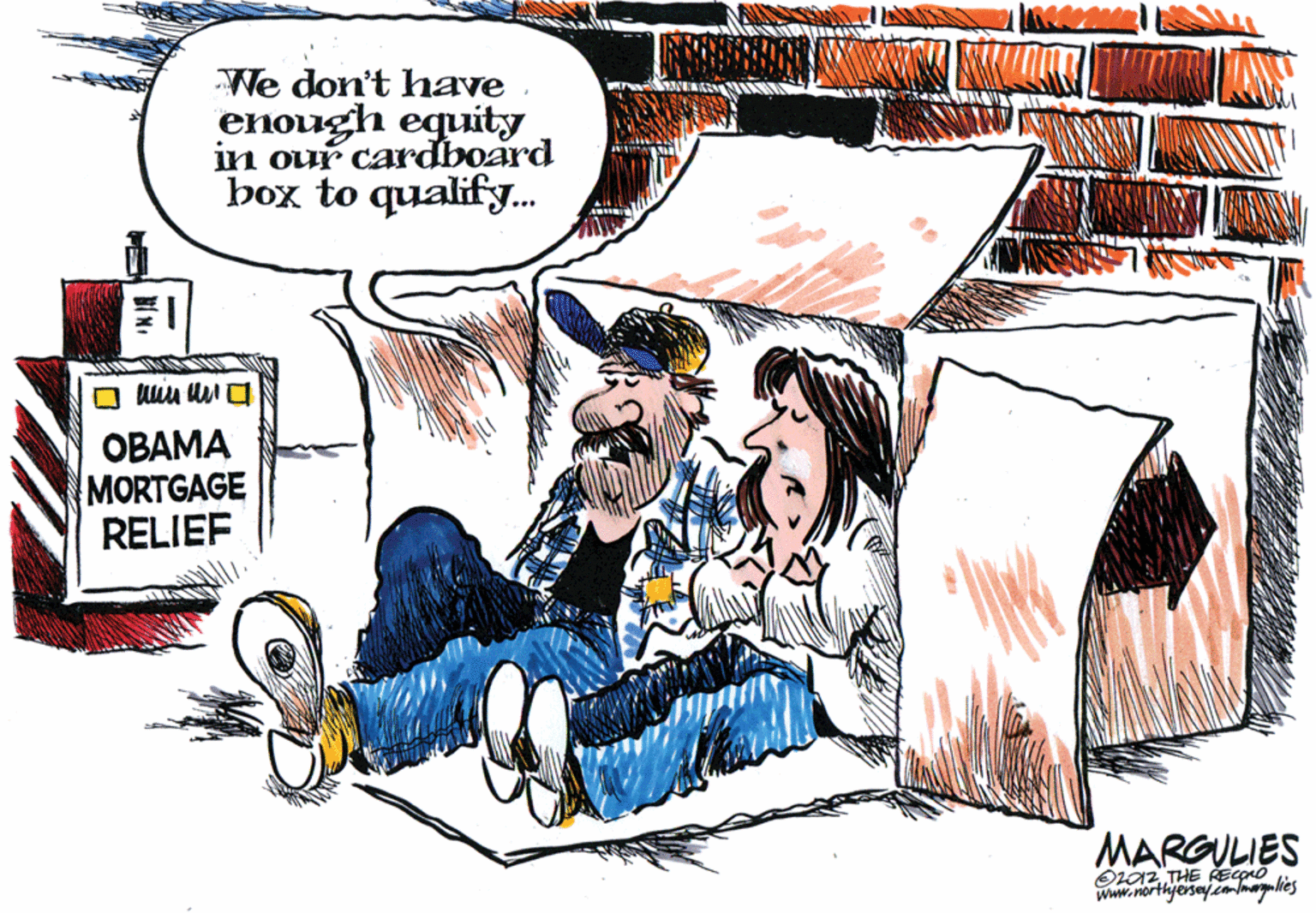 Drawing OCR: We don't have enough equity in our cardboard box to qualify. ????? MORTGAGE RELIEF MARGULIES OL12 THE REcorO www.northyersey.comlmagulies We don't have enough equity in our cardboard box to qualify. ????? MORTGAGE RELIEF MARGULIES OL12 THE REcorO www.northyersey.comlmagulies