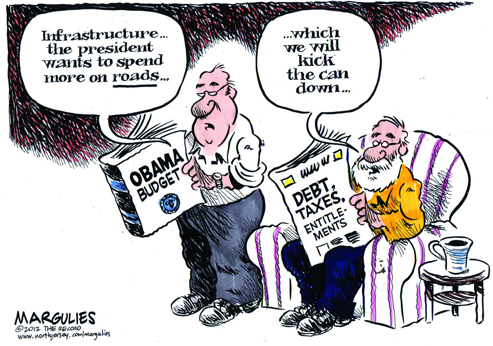 Interaction OCR: Infrastructure. the president wants to spend more on roads... .which we will kick the can down. ????? BUDGETO DEBTENTITLE- MENTS MARGULIES O2012 THE RECONO www.northyersey. comlmargulios Infrastructure. the president wants to spend more on roads... .which we will kick the can down. ????? BUDGETO DEBTENTITLE- MENTS MARGULIES O2012 THE RECONO www.northyersey. comlmargulios