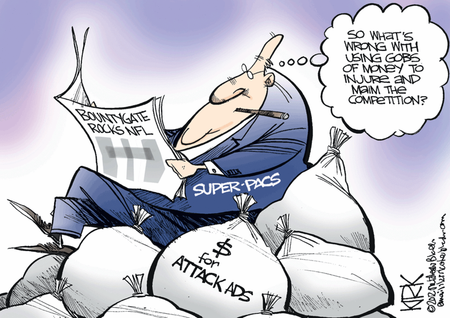 Pack animal OCR: SO WHAT'S WRONG WITH USING GOBS OF MONEY TO INJURE AND MAIM THE COMPETITION? BOUNTYGATE ROCKS NFL SUPER PACS for ATTACK ADS SO WHAT'S WRONG WITH USING GOBS OF MONEY TO INJURE AND MAIM THE COMPETITION? BOUNTYGATE ROCKS NFL SUPER PACS for ATTACK ADS