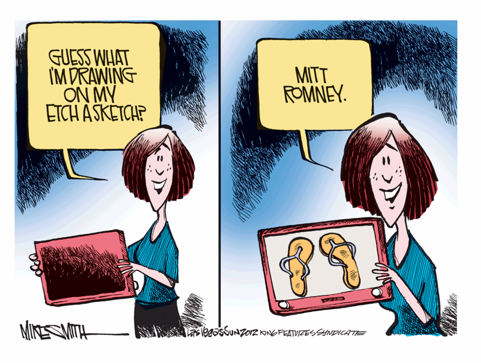 Graphics OCR: GUESS WHAT IM DRAWING ON MY ETCH ASKÉTCHP MITT ROMNEY. MINSVITH lasvegasSuNZorZ KINGFEATUIZESSNDICATE GUESS WHAT IM DRAWING ON MY ETCH ASKÉTCHP MITT ROMNEY. MINSVITH lasvegasSuNZorZ KINGFEATUIZESSNDICATE