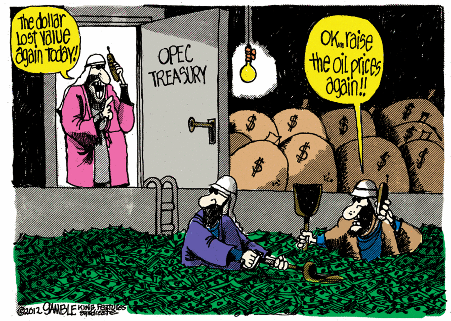 Illustration OCR: The dollar lost Value Ogain tadby OKraise the oi prices again! OPEC TREASURY En012 YAMBLE EKING FeTUres %24 The dollar lost Value Ogain tadby OKraise the oi prices again! OPEC TREASURY En012 YAMBLE EKING FeTUres %24