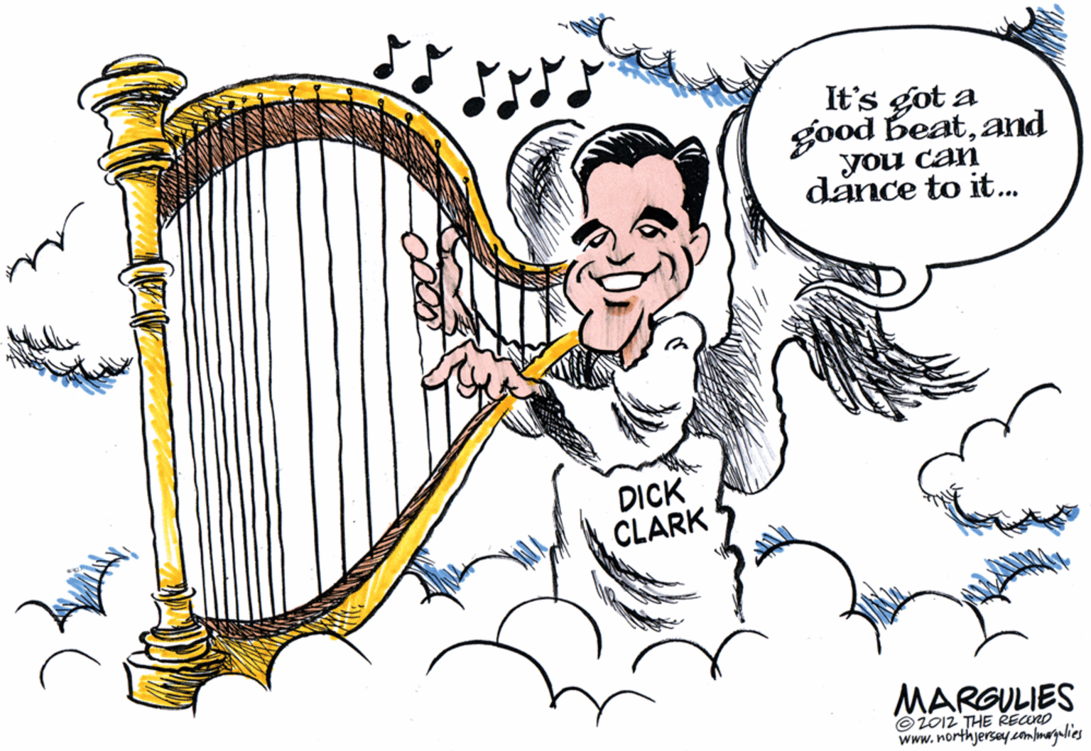 Fictional character OCR: It's got a good beatand you can dance to it.. DICK CLARK MARGULIES ©2012 THE RECoro www.northjersey canlimorgalies It's got a good beatand you can dance to it.. DICK CLARK MARGULIES ©2012 THE RECoro www.northjersey canlimorgalies