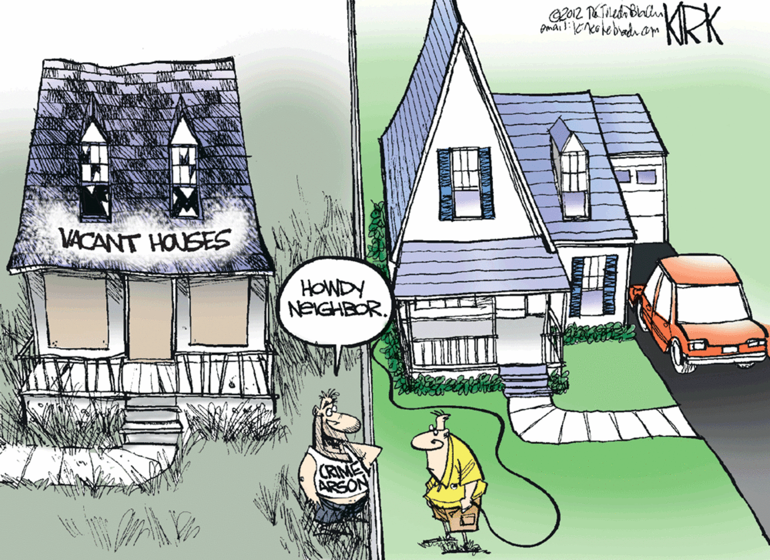 Commercial vehicle OCR: KRK VACANT HOUSES HOWDY NEIGHBOR. KRK VACANT HOUSES HOWDY NEIGHBOR.