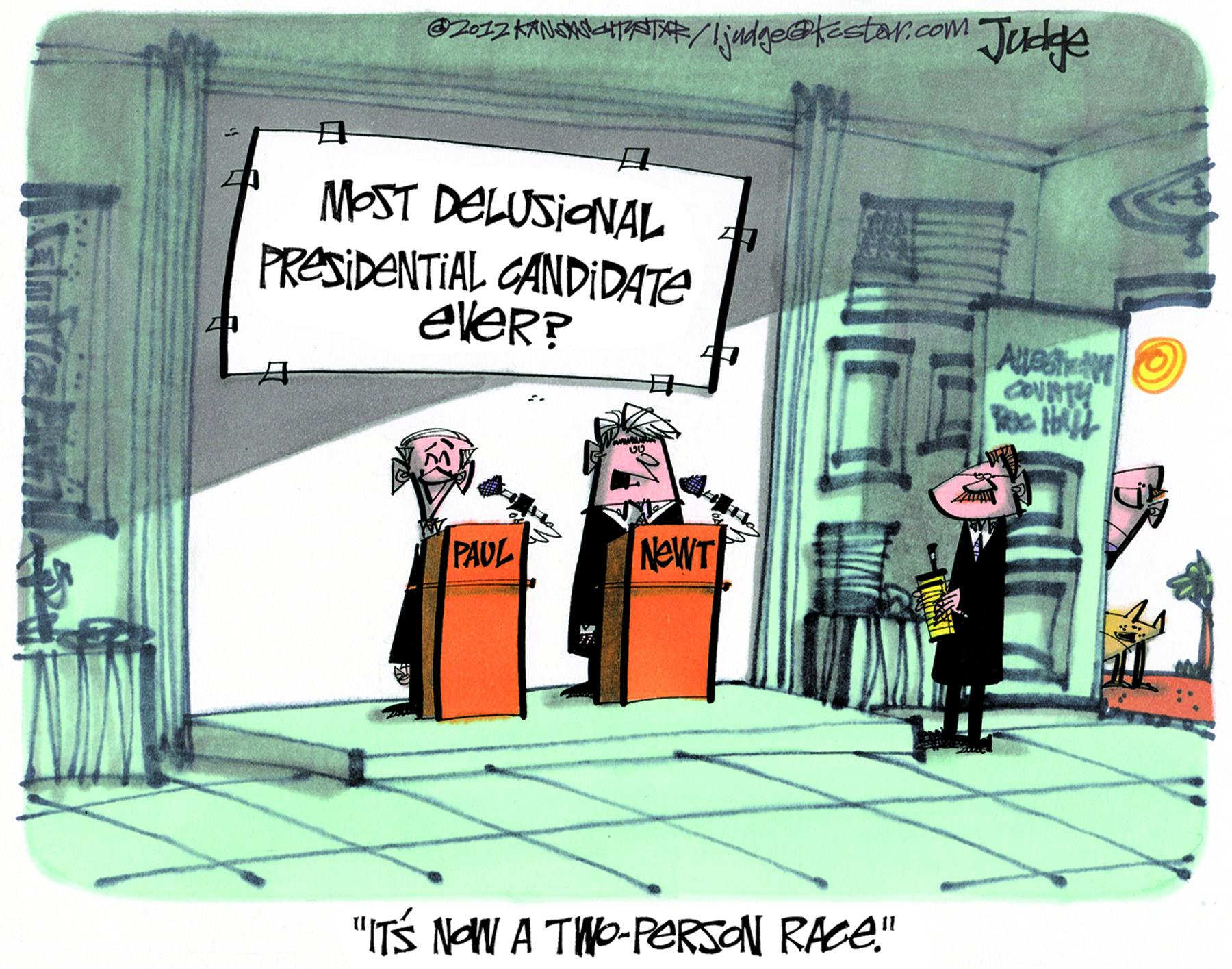 Event OCR: MOST DELUSIONAL PRESIDENTIAL CANDIDATE eveR? Ata ? PAUL NEWT ME "ITS NOW A TWO-PERSON RACE." MOST DELUSIONAL PRESIDENTIAL CANDIDATE eveR? Ata ? PAUL NEWT ME "ITS NOW A TWO-PERSON RACE."