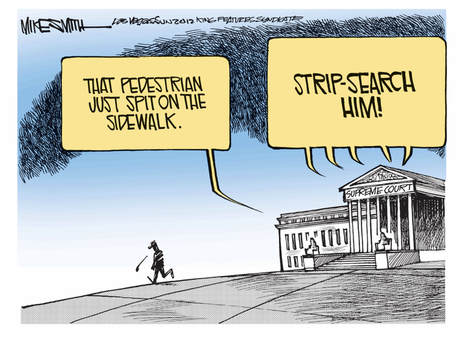 Bicycle wheel OCR: MIKESMITH LasVEgasSuNZO12 KINE FEATURESSYNDKATE THAT PEDESTRIAN JUST SPITON THE SIDEWALK. STRIP-SEARCH HIM! SUPREME COURT MIKESMITH LasVEgasSuNZO12 KINE FEATURESSYNDKATE THAT PEDESTRIAN JUST SPITON THE SIDEWALK. STRIP-SEARCH HIM! SUPREME COURT
