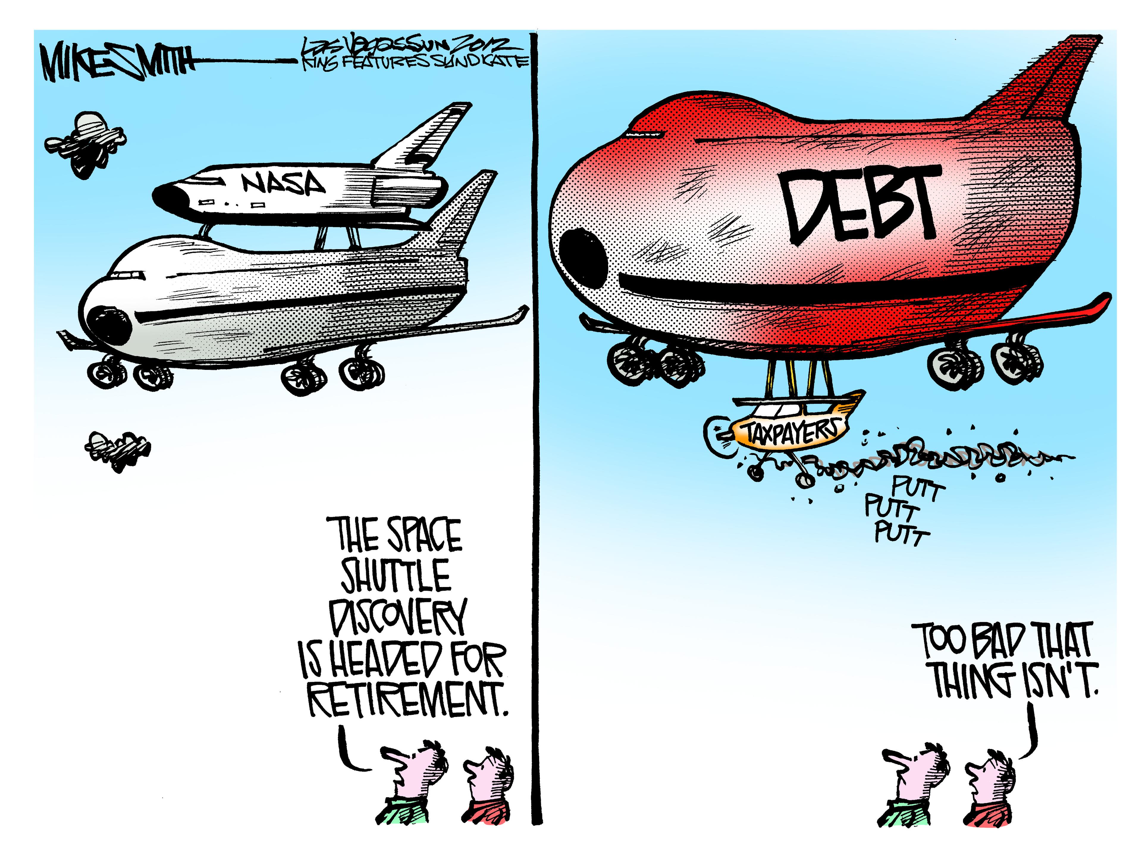Food group OCR: MIKESMTH FNS FEATURESSUNDKATE DEBT NASA TAXPAYER FUTT PUTT PUTT THE SPACE SHUTTLE DISCOVERY IS HEADED FOR RETIREMENT. TOO BAD THAT THING ISN'T. MIKESMTH FNS FEATURESSUNDKATE DEBT NASA TAXPAYER FUTT PUTT PUTT THE SPACE SHUTTLE DISCOVERY IS HEADED FOR RETIREMENT. TOO BAD THAT THING ISN'T.