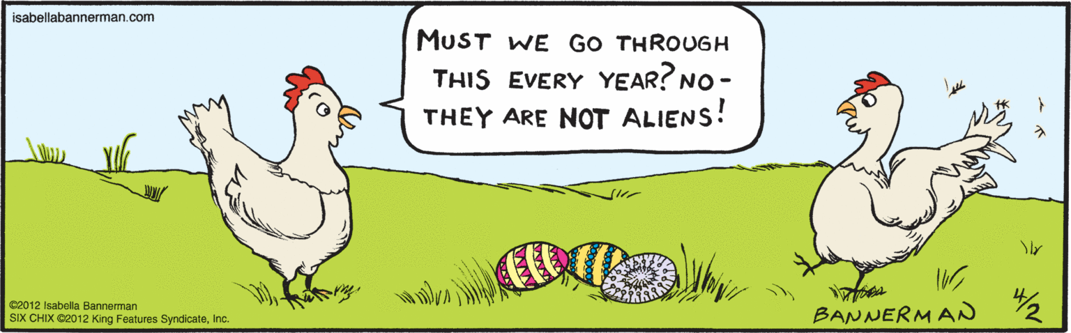 Pink OCR: MUST WE GO THROUGH THIS EVERY YEAR? NO - THEY ARE NOT ALIENS! isabellabannerman.com BANNERMAN /2 ©2012 Isabella Bannerman SIX CHIX C2012 King Features SyndicateInc. MUST WE GO THROUGH THIS EVERY YEAR? NO - THEY ARE NOT ALIENS! isabellabannerman.com BANNERMAN /2 ©2012 Isabella Bannerman SIX CHIX C2012 King Features Syndicate