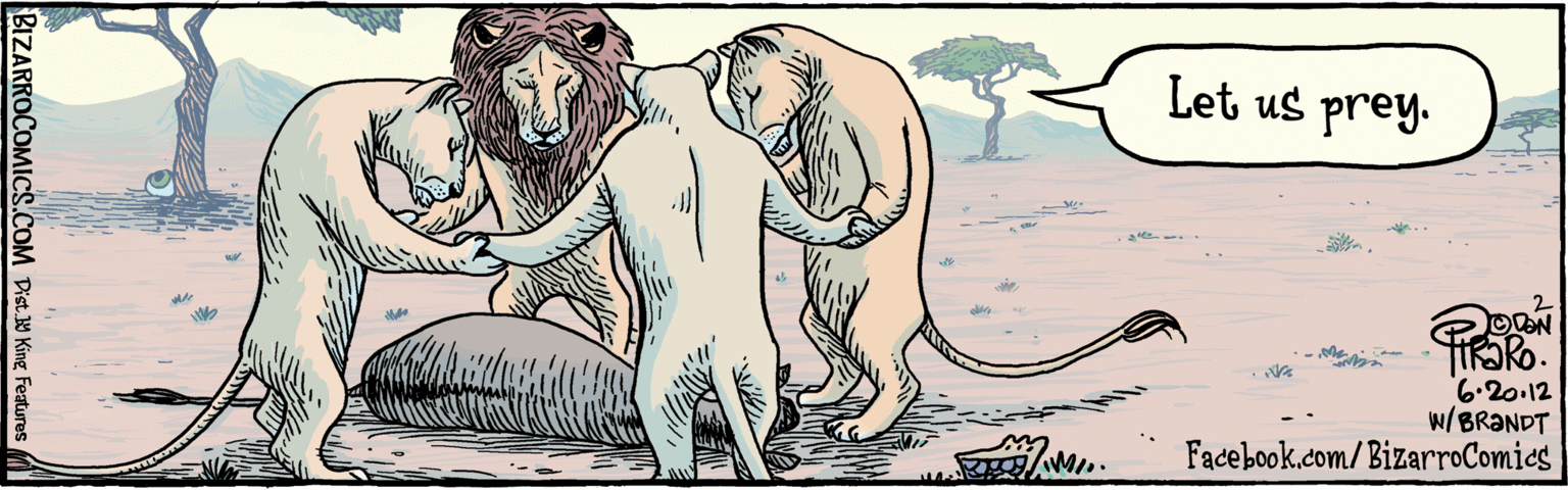 Indian elephant OCR: Facebook.com/ BizarroComies Let us prey. DaN TRORO- 6.20.12 W/ BRANDT BIZARROCOMICS.COM Dis. U King faturas Facebook.com/ BizarroComies Let us prey. DaN TRORO- 6.20.12 W/ BRANDT BIZARROCOMICS.COM Dis. U King faturas