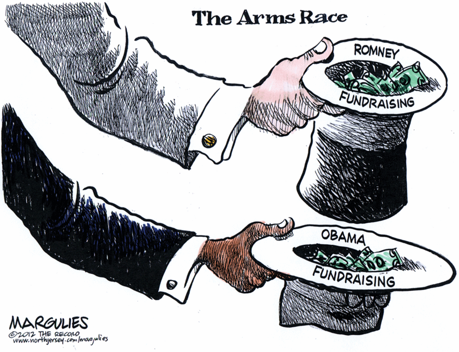 Illustration OCR: The Arms Race ROMNEY FUNDRAISING OBAMA FUNDRAISING MARGULIES O2012 THE RECOROcompmagulics www.northjersey.com The Arms Race ROMNEY FUNDRAISING OBAMA FUNDRAISING MARGULIES O2012 THE RECOROcompmagulics www.northjersey.com
