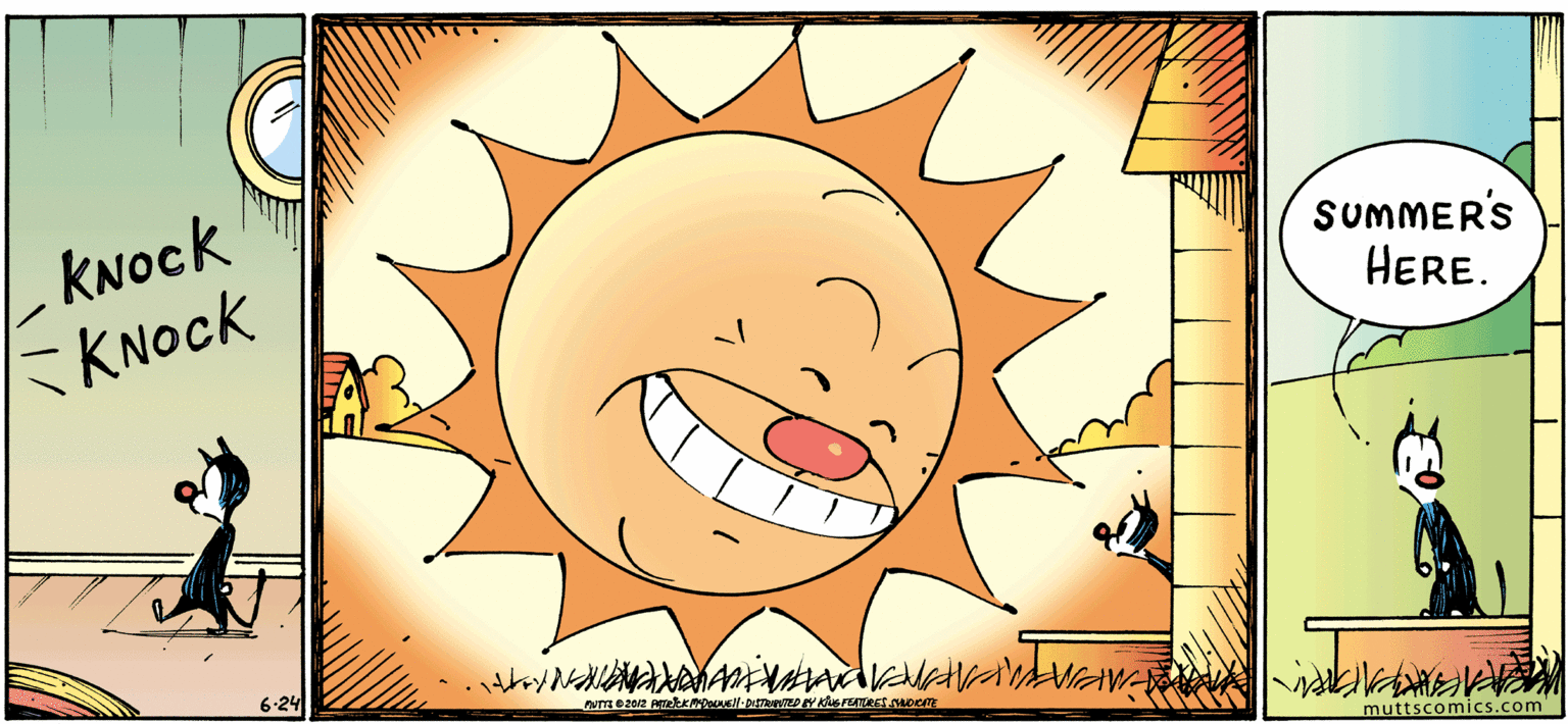 Art OCR: kNock KNock SUMMER'S HERE. 6-24 muttscomics.com kNock KNock SUMMER'S HERE. 6-24 muttscomics.com
