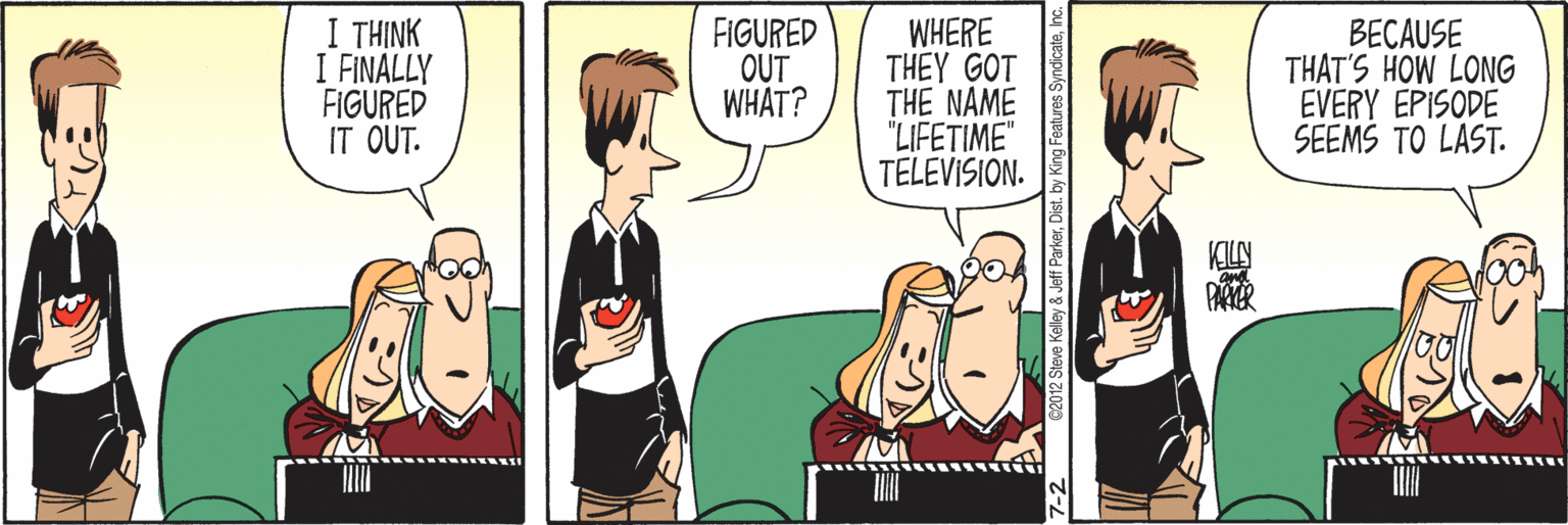 Interaction OCR: I THINK I FINALLY FIGURED IT OUT. FIGURED OUT WHAT? WHERE THEY GOT THE NAME "LIFETIME" TELEVISION. BECAUSE THAT'S HOW LONG EVERY EPISODE SEEMS TO LAST. KILY I THINK I FINALLY FIGURED IT OUT. FIGURED OUT WHAT? WHERE THEY GOT THE NAME "LIFETIME" TELEVISION. BECAUSE THAT'S HOW LONG EVERY EPISODE SEEMS TO LAST. KILY