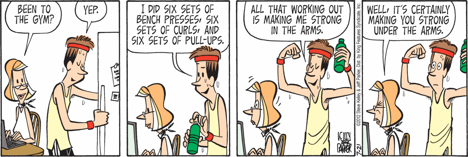 Happy OCR: I DID SIX SETS OF BENCH PRESSESSIX SETS OF CURLSI AND SIX SETS OF PULL-UPS. ALL THAT WORKING OUT IS MAKING ME STRONG IN THE ARMS. WELLIT'S CERTAINLY MAKING YOU STRONG UNDER THE ARMS. BEEN TO THE GYM? YEP. I DID SIX SETS OF BENCH PRESSESSIX SETS OF CURLSI AND SIX SETS OF PULL-UPS. ALL THAT WORKING OUT IS MAKING ME STRONG IN THE ARMS. WELLIT'S CERTAINLY MAKING YOU STRONG UNDER THE ARMS. BEEN TO THE GYM? YEP.