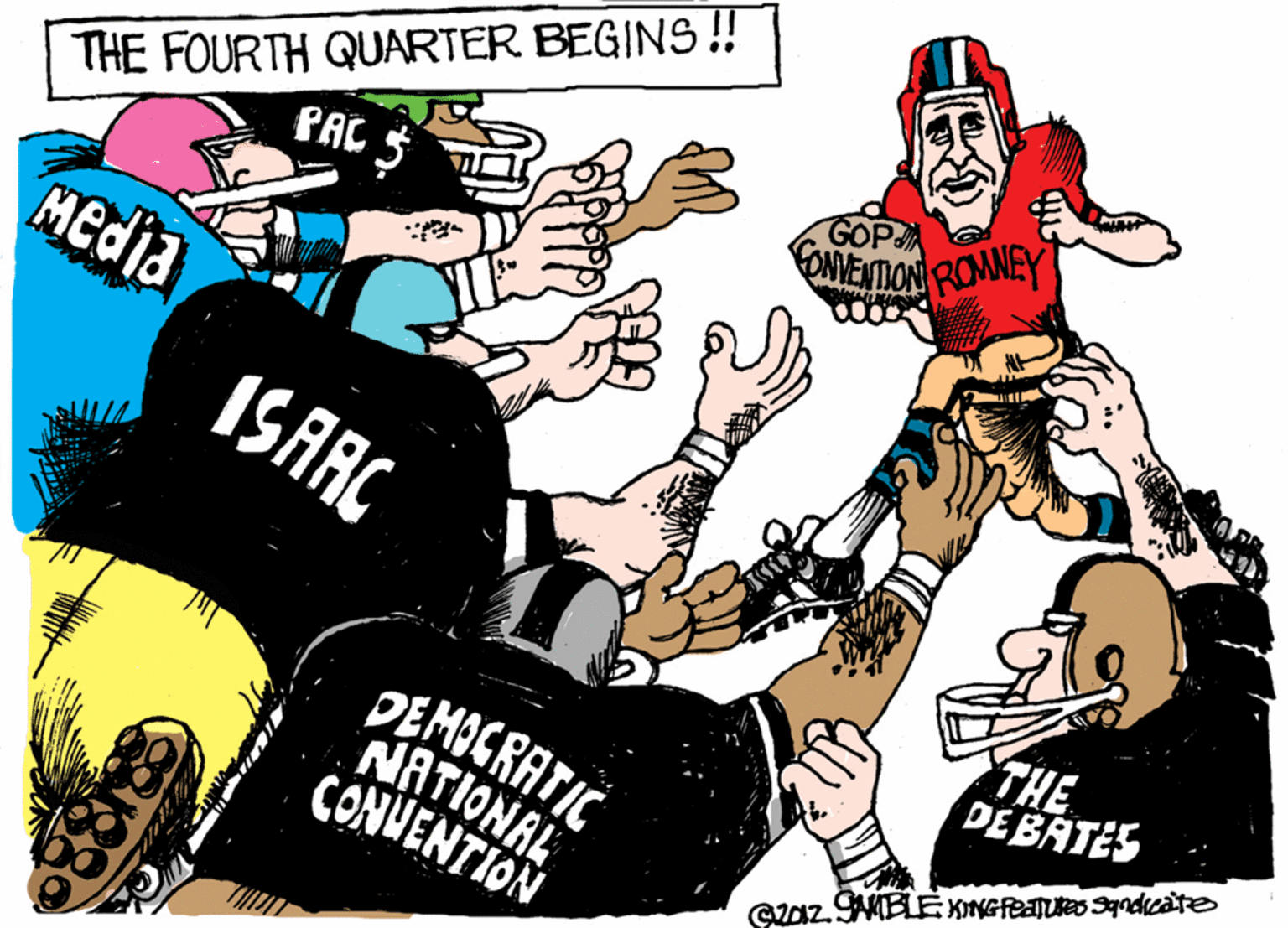Event OCR: THE FOURTH QUARTER BEGINS ! PAL GOP HIEABON ROMNEY Media ISARC THE DEBATES DEMICRATIC NATIONAL CONVENTION THE FOURTH QUARTER BEGINS ! PAL GOP HIEABON ROMNEY Media ISARC THE DEBATES DEMICRATIC NATIONAL CONVENTION