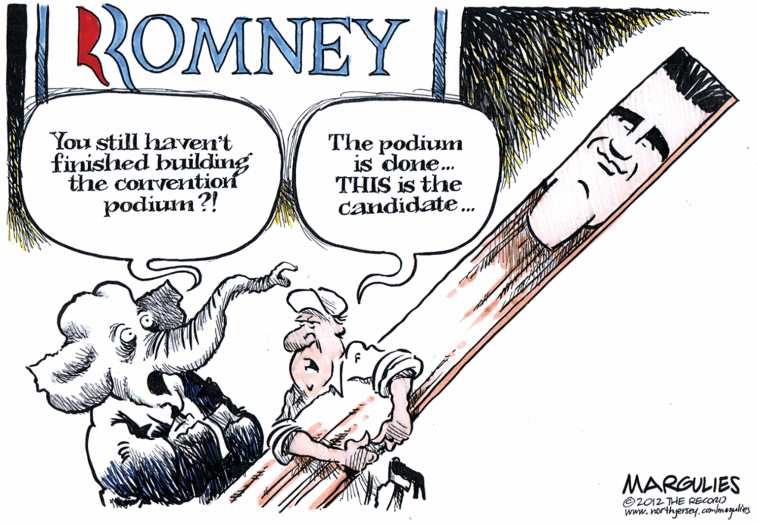 Sharing OCR: ROMNEY You still haven't finished building the corrventionf podium?! The podium is done. THIS is the candidate. MARGULIES ©2012 THE RECORD www.northjersey.camlmoyalies ROMNEY You still haven't finished building the corrventionf podium?! The podium is done. THIS is the candidate. MARGULIES ©2012 THE RECORD www.northjersey.camlmoyalies