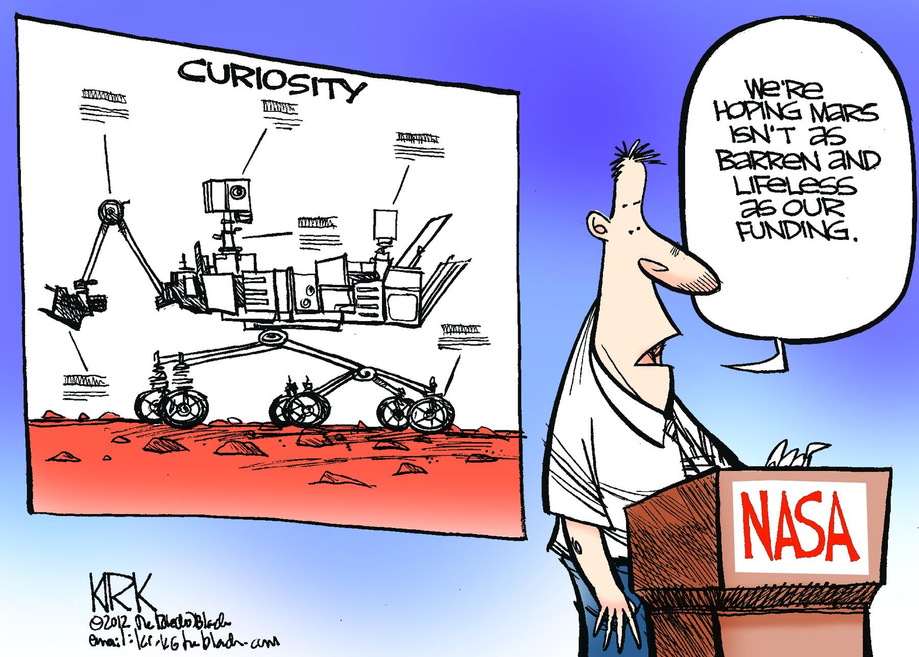 Parallel OCR: CURIOSITY We'Re HOPING MARS ISN'T as BARREN AND LIFELESS as OUR FUNDING. NASA ? ema:l: LGhblad-cam CURIOSITY We'Re HOPING MARS ISN'T as BARREN AND LIFELESS as OUR FUNDING. NASA ? ema:l: LGhblad-cam