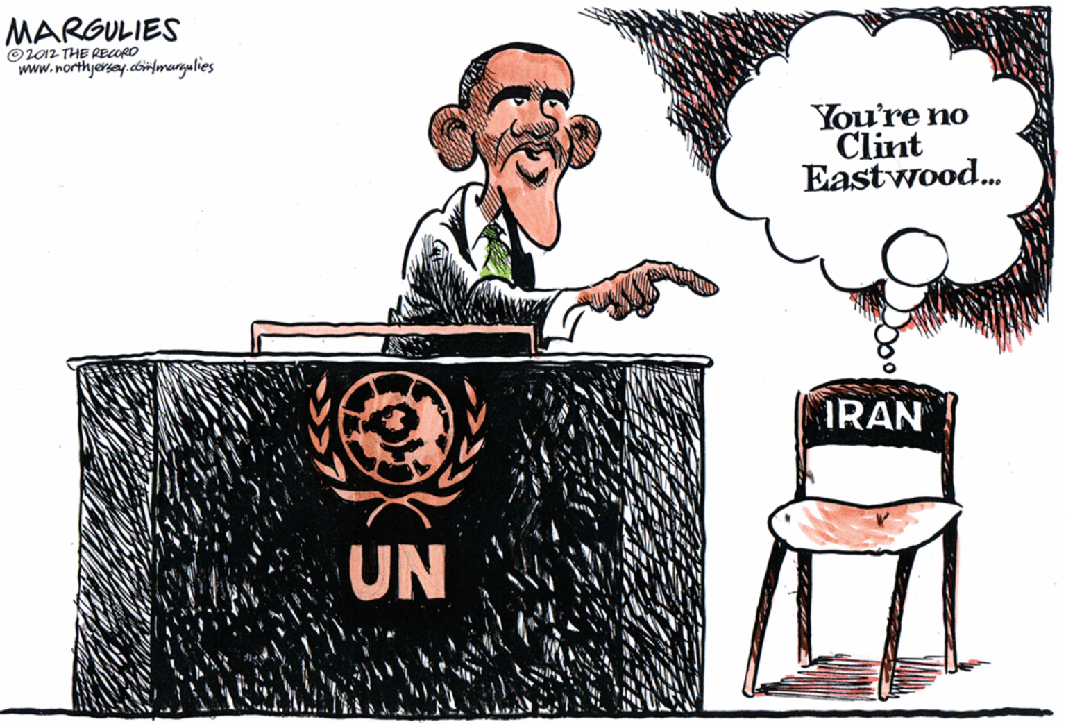 Drawing OCR: MARGULIES OL012 THE RBCORO www.northjersey.ciifmurgulies You're no Clint Eastwood. IRAN UN MARGULIES OL012 THE RBCORO www.northjersey.ciifmurgulies You're no Clint Eastwood. IRAN UN