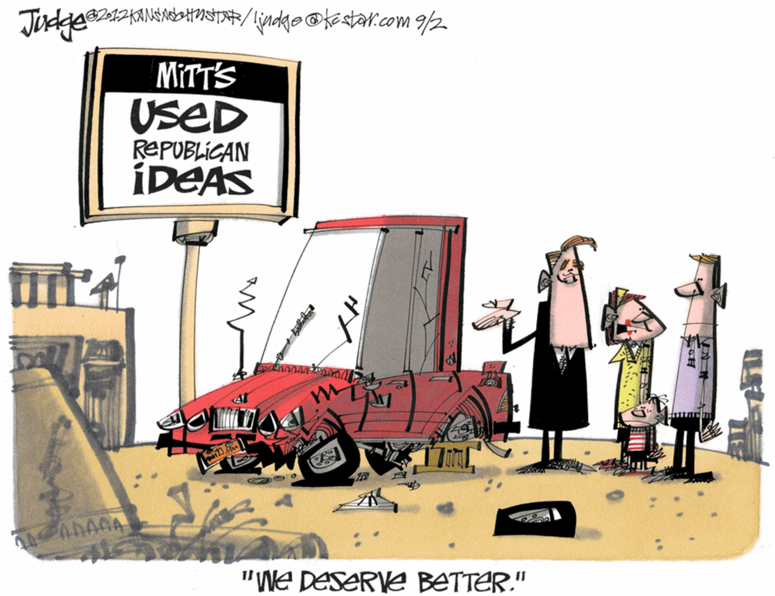 Graphics OCR: JudgesakaNSNbHAST/lindke@kestar.com 9/2 MITT'S USED REPUBLICAN ÍDEAS "We DESERVEe BETTER." JudgesakaNSNbHAST/lindke@kestar.com 9/2 MITT'S USED REPUBLICAN ÍDEAS "We DESERVEe BETTER."