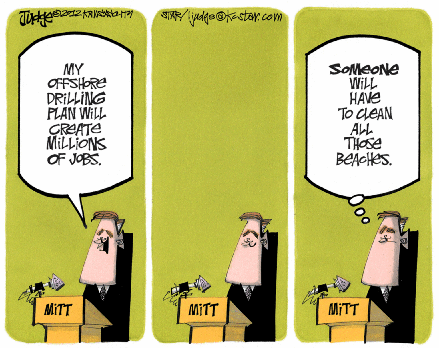 Fiction OCR: 0212?A 17 SINljudge@kestan: com MY OFFSHORE DRILLING PLAN WILL GREATE MILLIONS OF JOBSSOMEONE WILL HAVE To LEAN ALL THOSE BEACHES. MITT MITT MITT 0212 ? A 17 SINljudge@kestan: com MY OFFSHORE DRILLING PLAN WILL GREATE MILLIONS OF JOBSSOMEONE WILL HAVE To LEAN ALL THOSE BEACHES. MITT MITT MITT