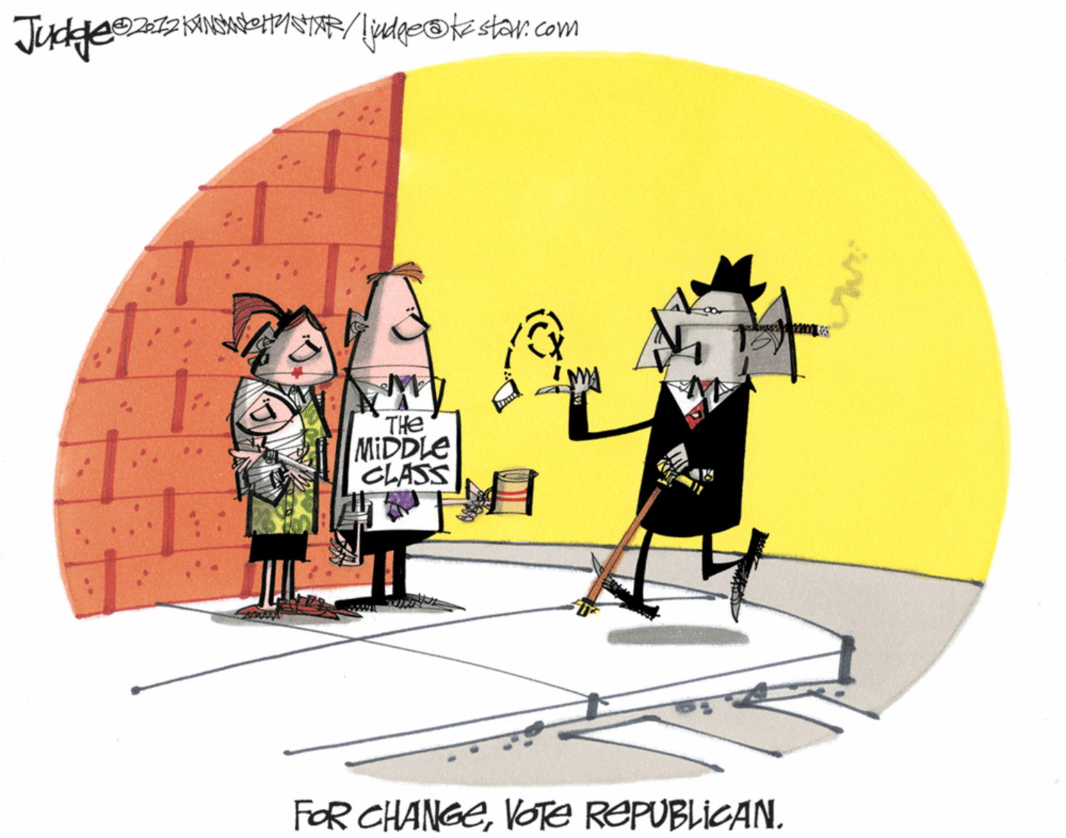 Graphic design OCR: THe MIDDLE CLASS FOR CHANGEVOe REPUBLICAN. THe MIDDLE CLASS FOR CHANGEVOe REPUBLICAN.
