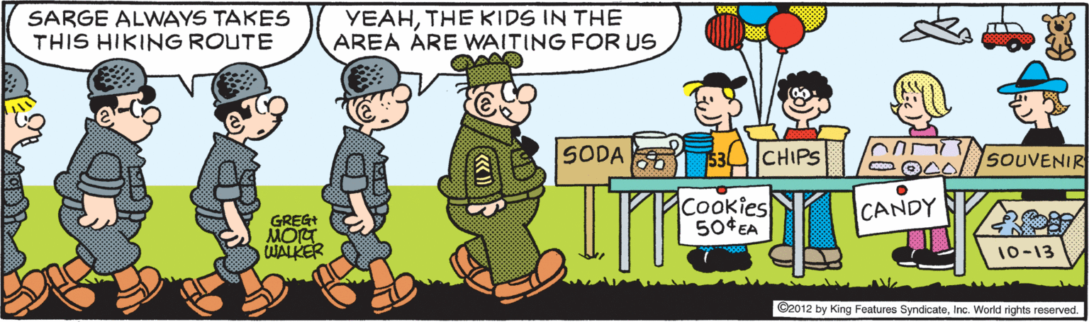 Interaction OCR: SARGE ALWAYS TAKES THIS HIKING ROUTE YEAHTHE KIDS IN THE AREA ARE WAITING FOR US SODA CHIPS SOUVENIR COokies 50* EA CANDY GREG+ MOT WALKER 10-13 ©2012 by King Features SyndicateInc. World rights reserved. SARGE ALWAYS TAKES THIS HIKING ROUTE YEAHTHE KIDS IN THE AREA ARE WAITING FOR US SODA CHIPS SOUVENIR COokies 50* EA CANDY GREG+ MOT WALKER 10-13 ©2012 by King Features SyndicateInc. World rights reserved.