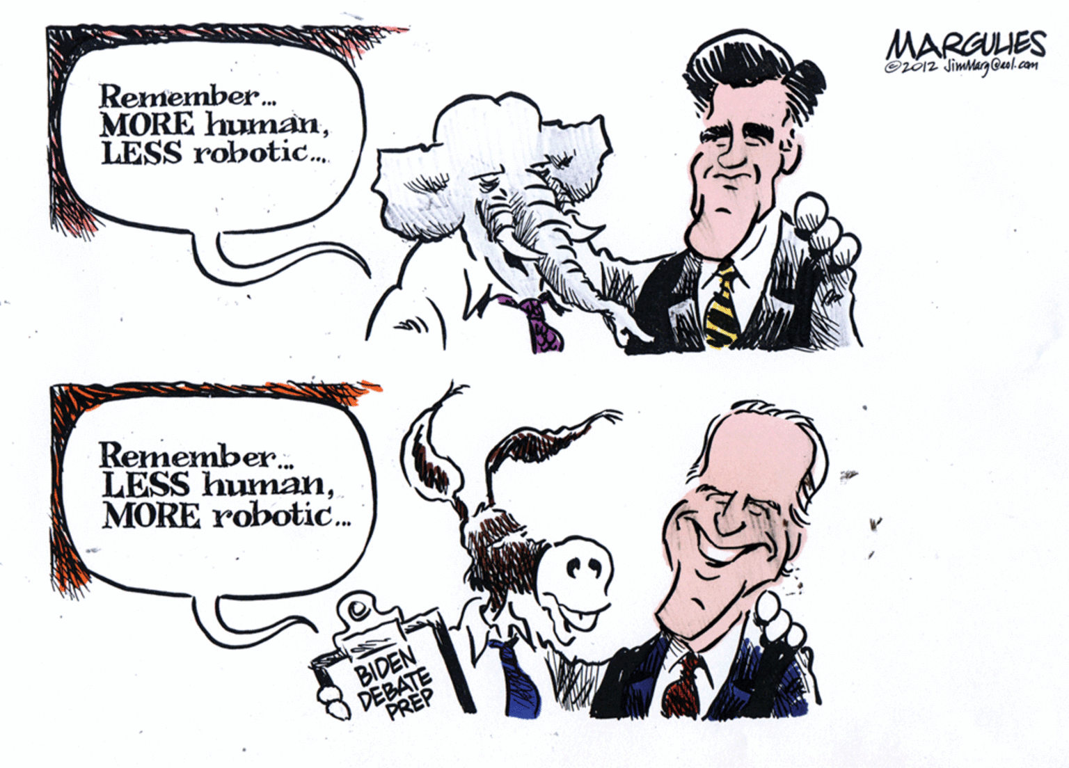 Drawing OCR: Remember. MORE humanLESS robotic. MARGULIES Oz012 "JimMag@ul.com Remember. LESS humanMORE robotic. BIDEN DEBATE PREP Remember. MORE humanLESS robotic. MARGULIES Oz012 "JimMag@ul.com Remember. LESS humanMORE robotic. BIDEN DEBATE PREP