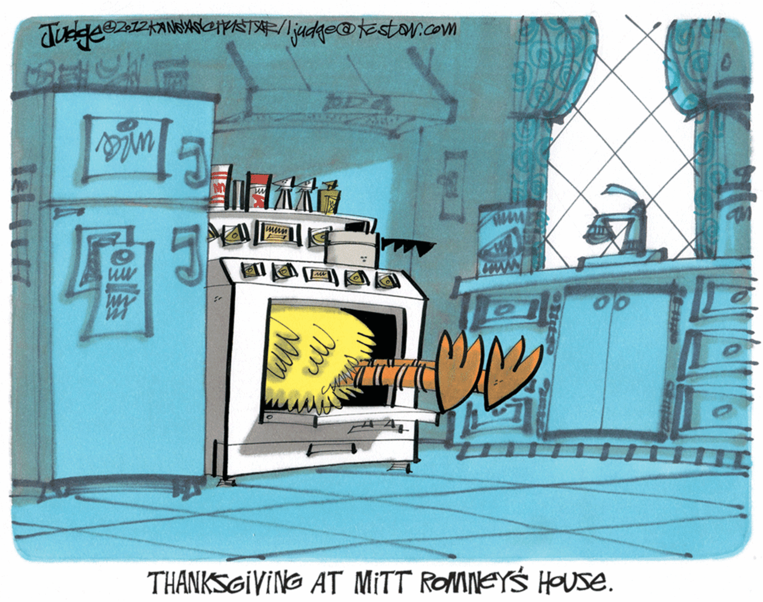 Drawing OCR: /judge@testor.com ? THANKSGIVING AT MITT ROMNEYS HOUse. lel 117 /judge@testor.com ? THANKSGIVING AT MITT ROMNEYS HOUse. lel 117