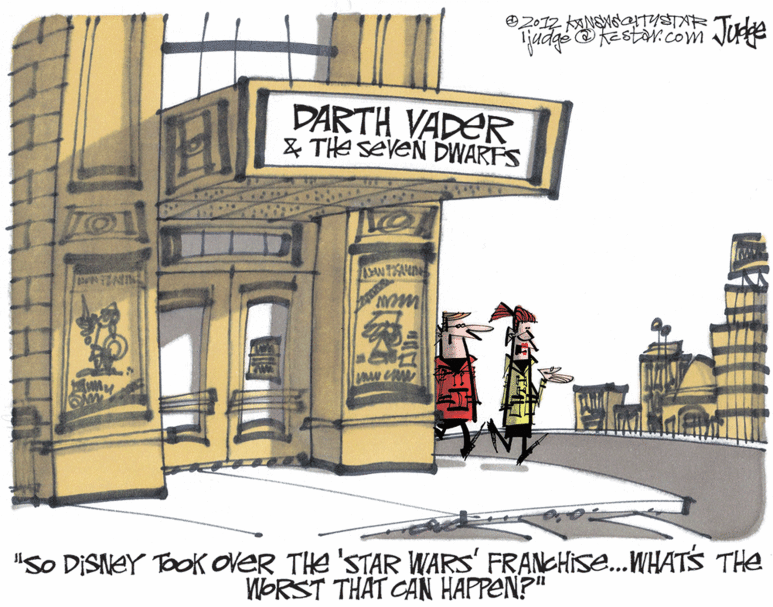 Handwriting OCR: DARTH VADER & THE SEveN DWARFS "SO DISNEY Tok oveR THe 'STAR WARS' FRANCHise..WHATS THe WORST THAT CAN HAPPEN?" DARTH VADER & THE SEveN DWARFS "SO DISNEY Tok oveR THe 'STAR WARS' FRANCHise..WHATS THe WORST THAT CAN HAPPEN?"